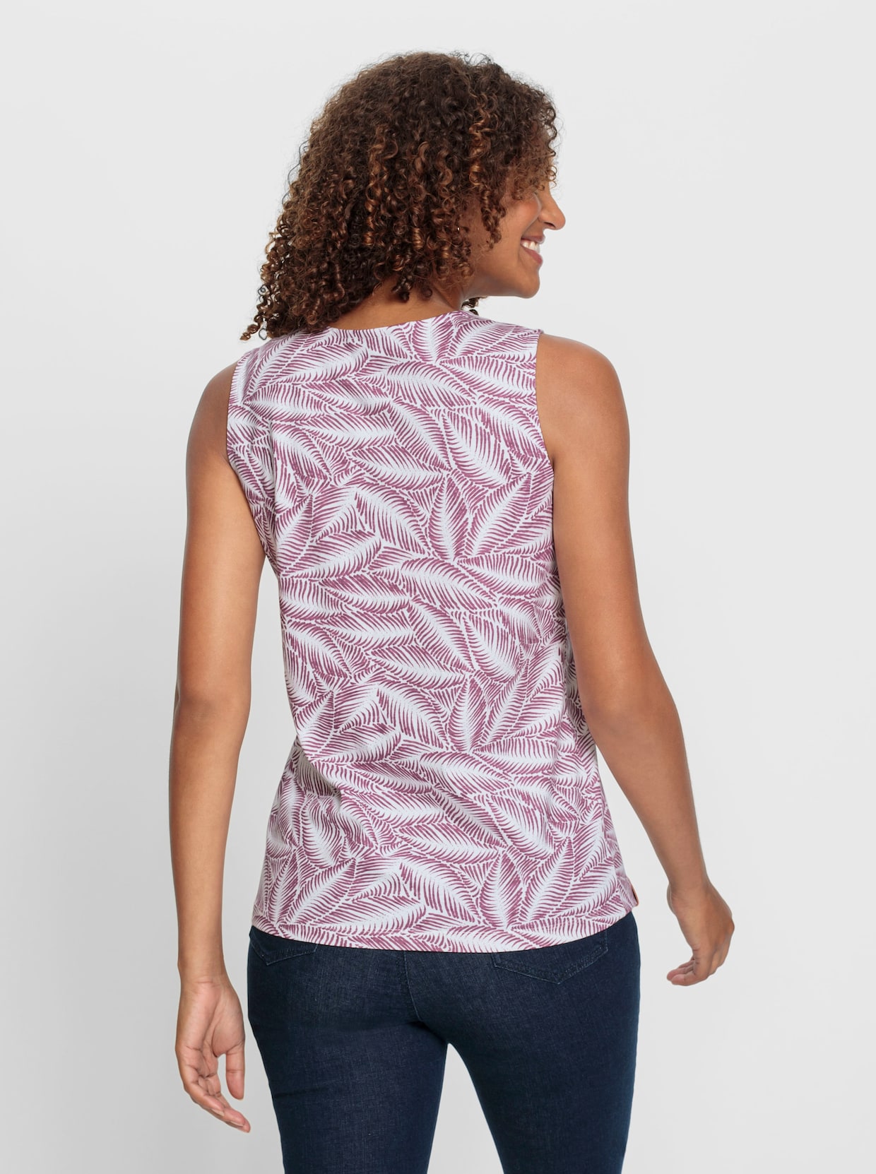 Shirttop - paars/ecru bedrukt