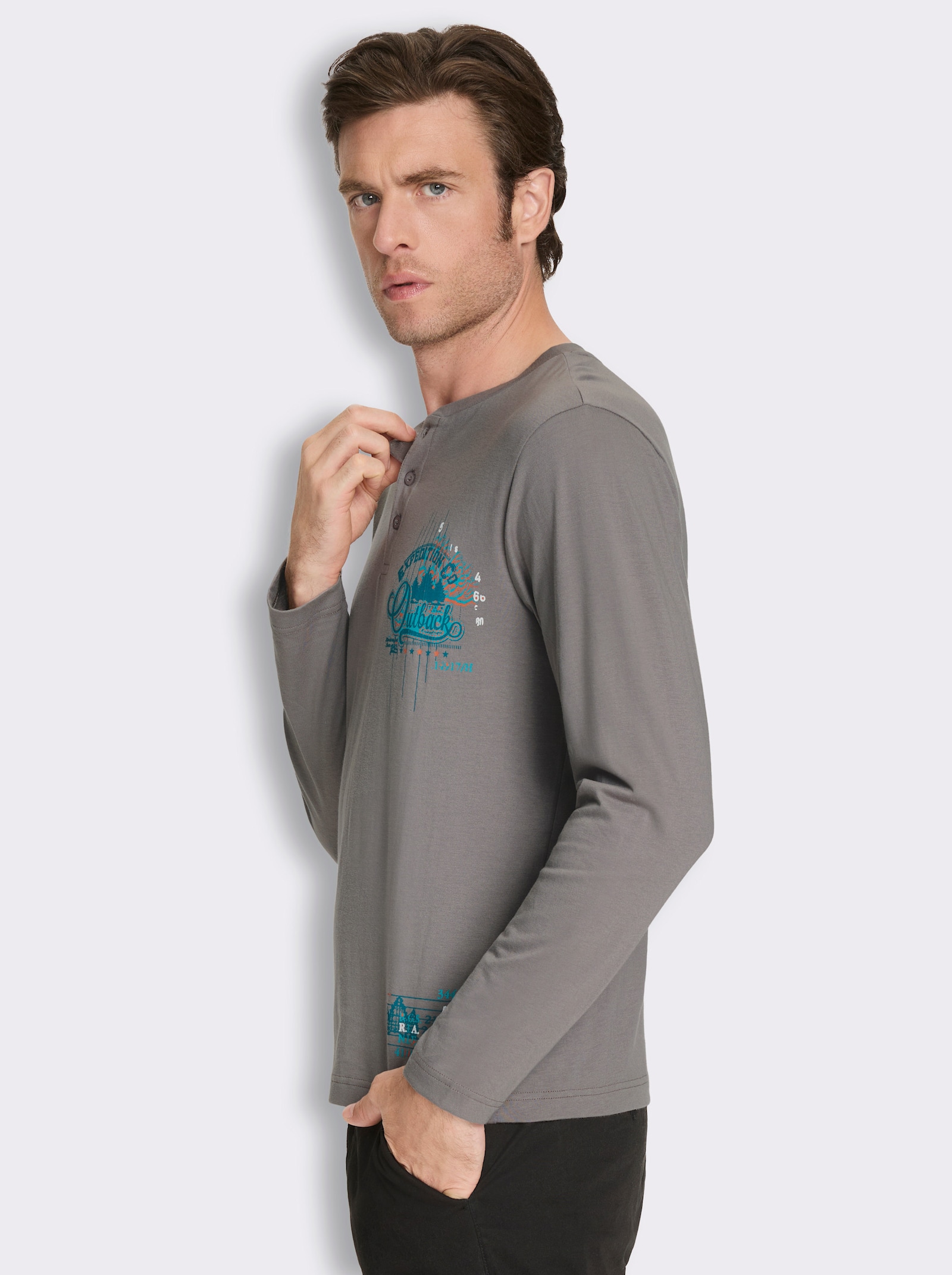 Langarmshirt mit Prints - grau-bedruckt