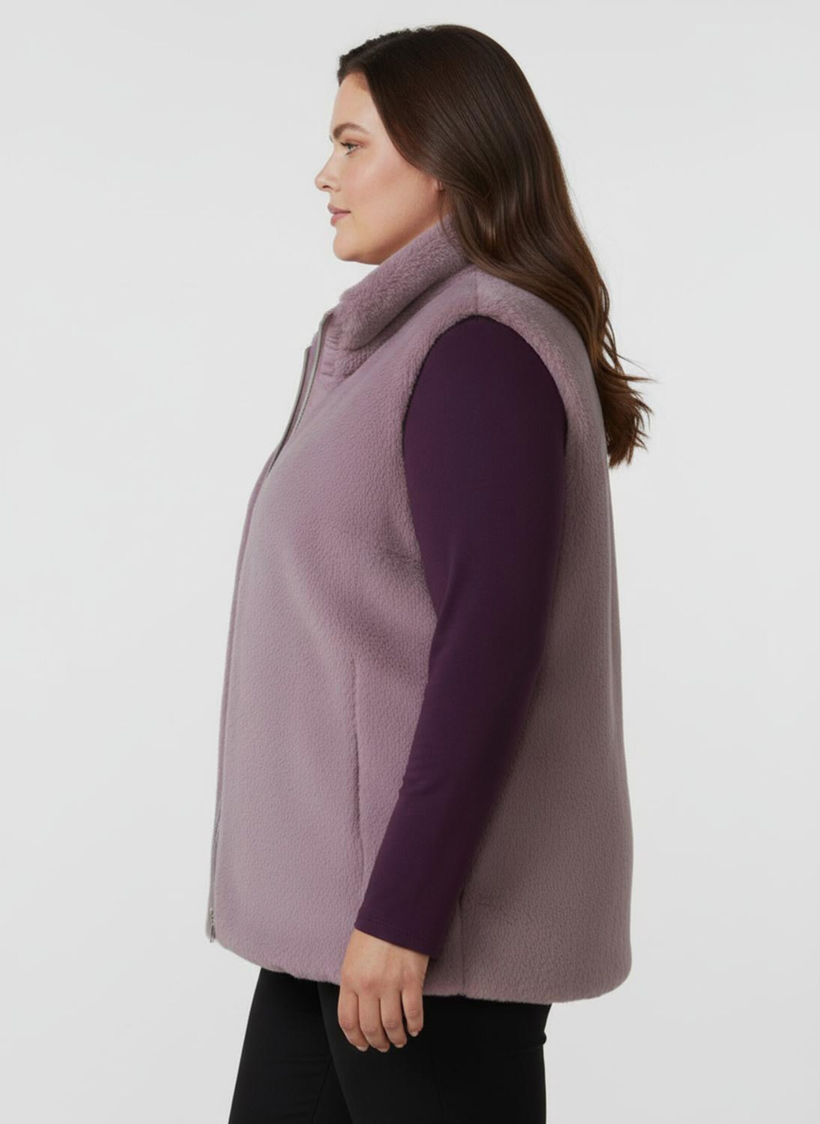 Fellimitatweste in kürzerer Form - mauve