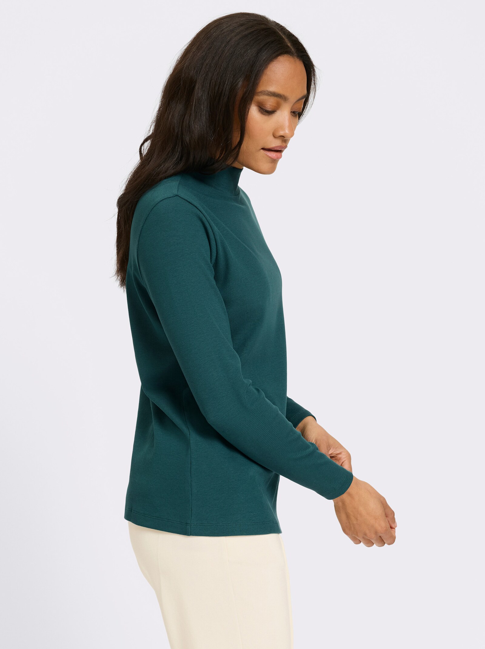 heine Stehkragenshirt in Feinripp-Qualität - petrol