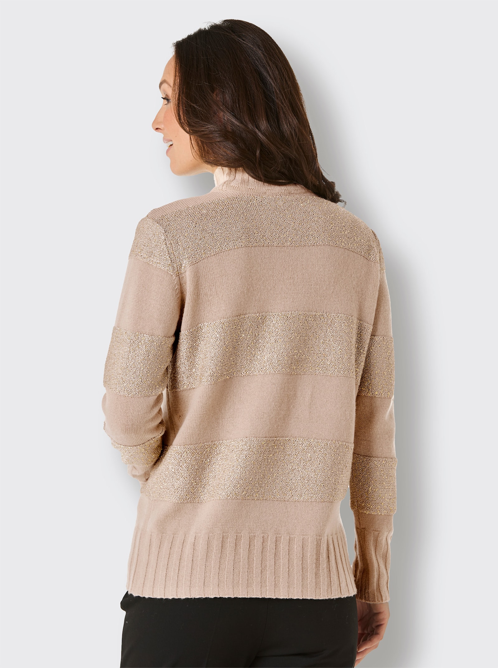 CREATION L PREMIUM Wollpullover mit Paillettengarn - beige