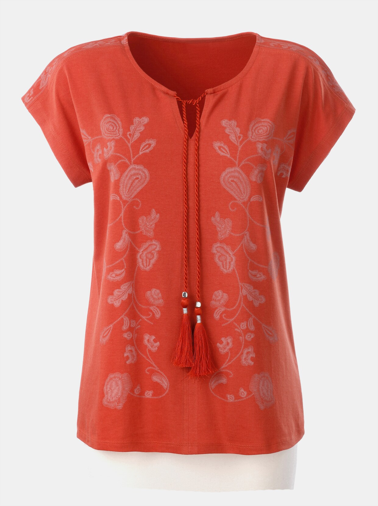 Shirt met ronde hals - roestrood