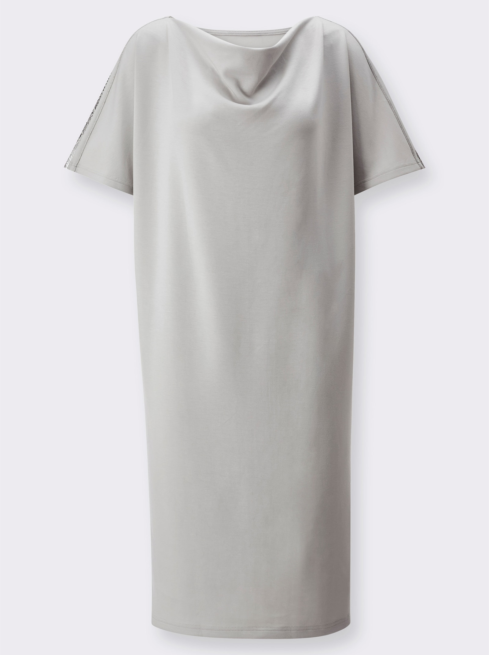 Freizeitkleid mit Glanzeffekten im Schulterbereich - hellgrau