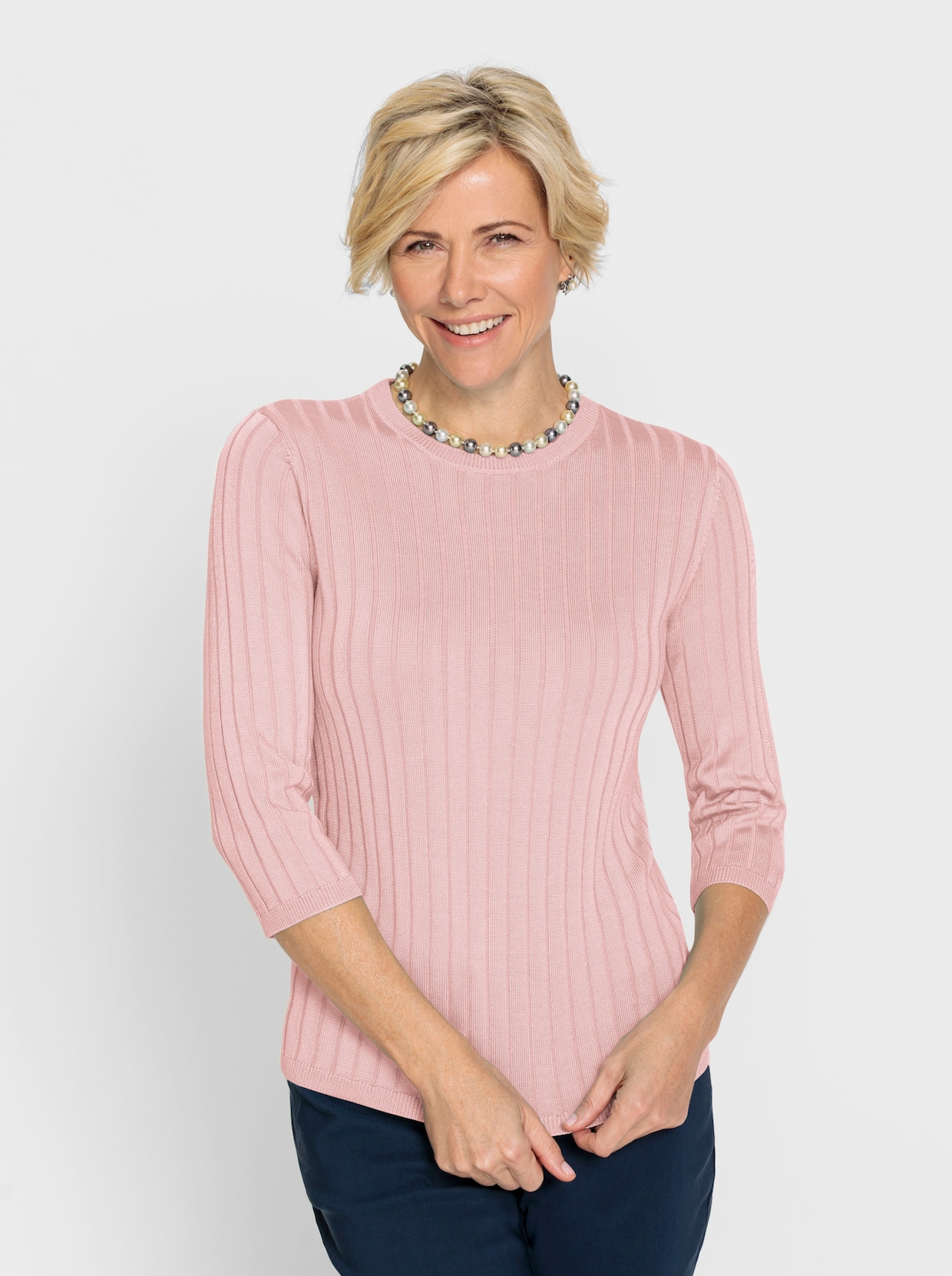Pullover met ronde hals - roos