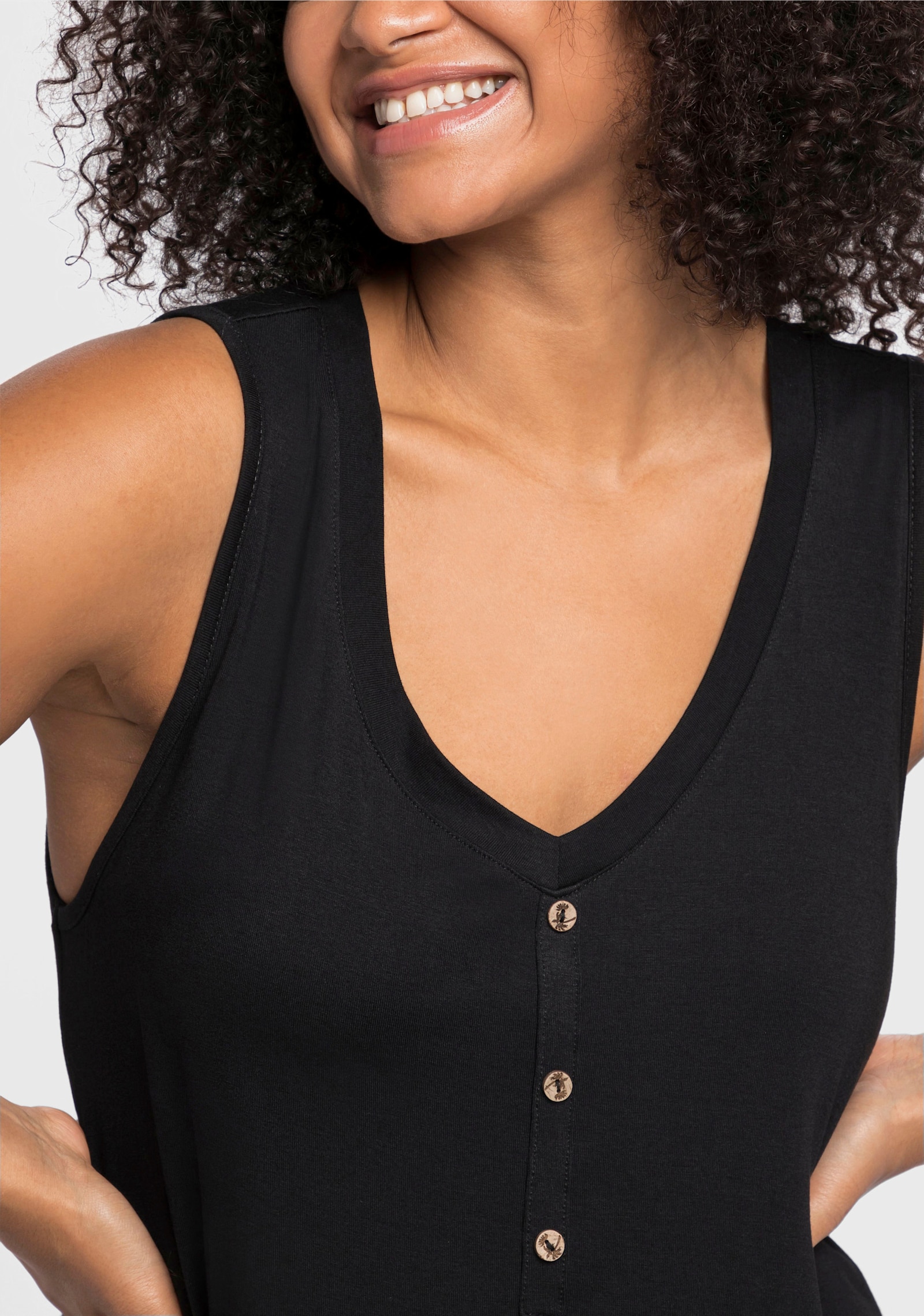 sheego Strandkleid im Vokuhila-Schnitt - schwarz