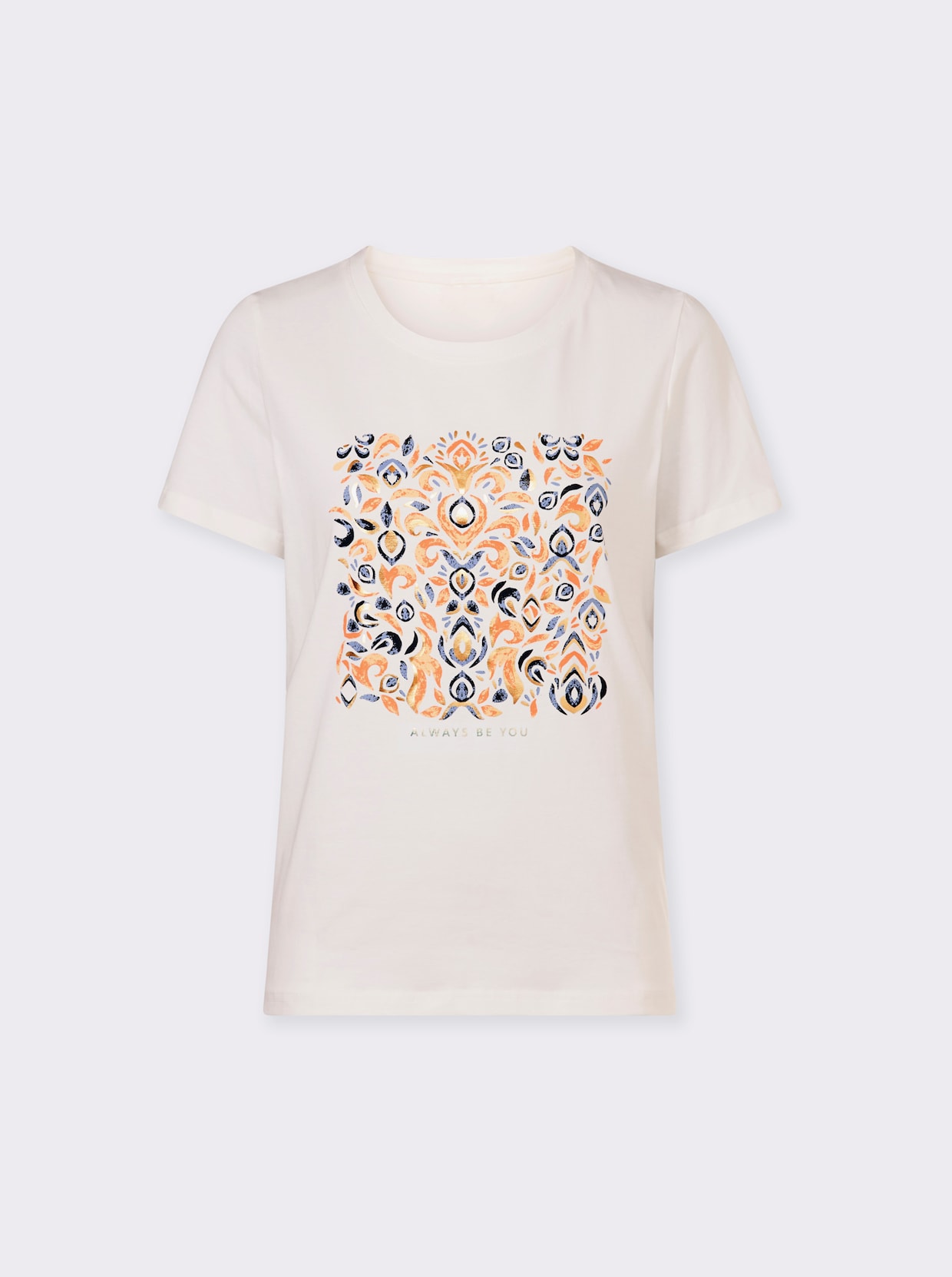 heine Shirt - ecru-taubenblau-bedruckt