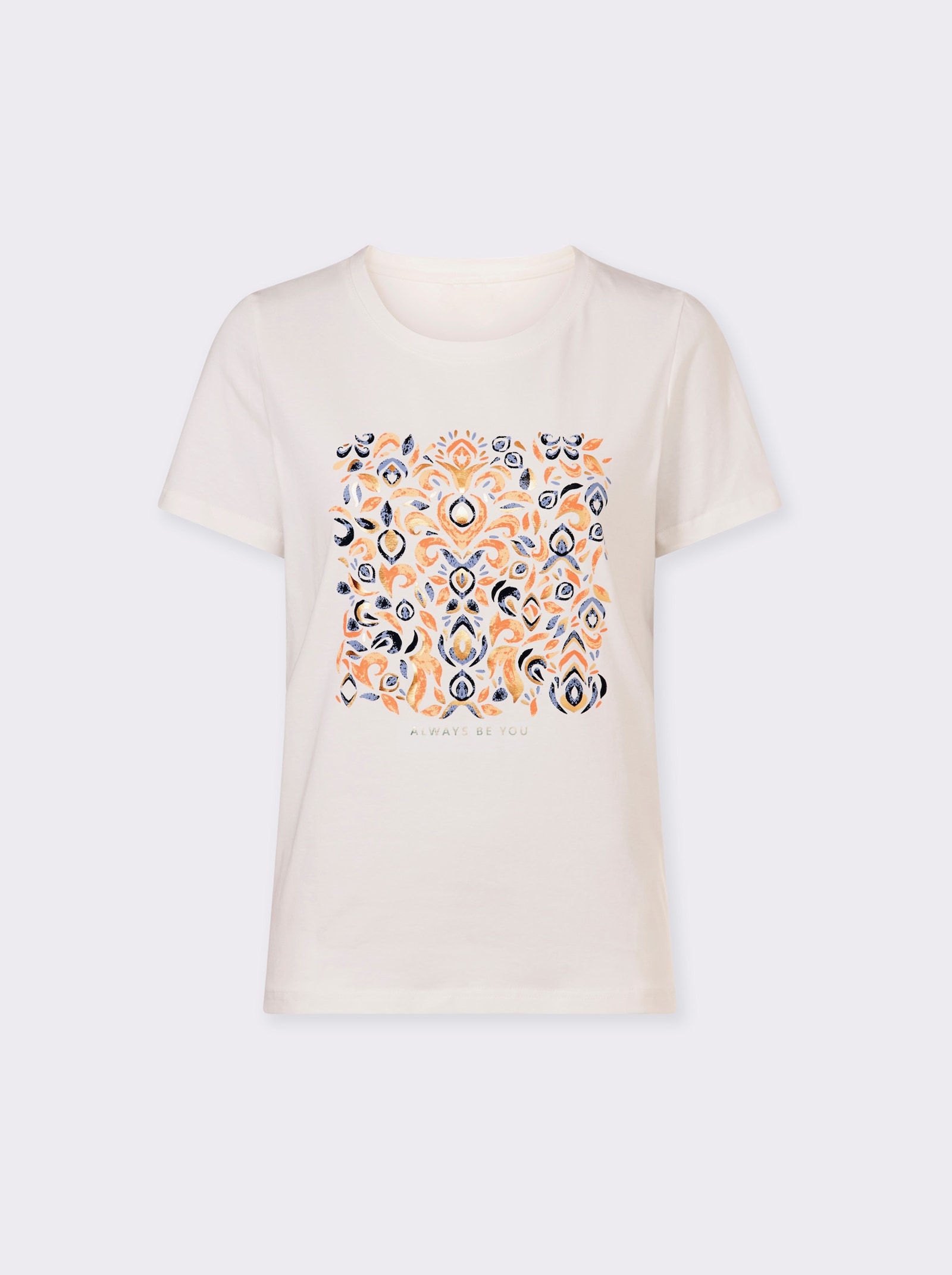 heine Shirt mit Foliendruck - ecru-taubenblau-bedruckt