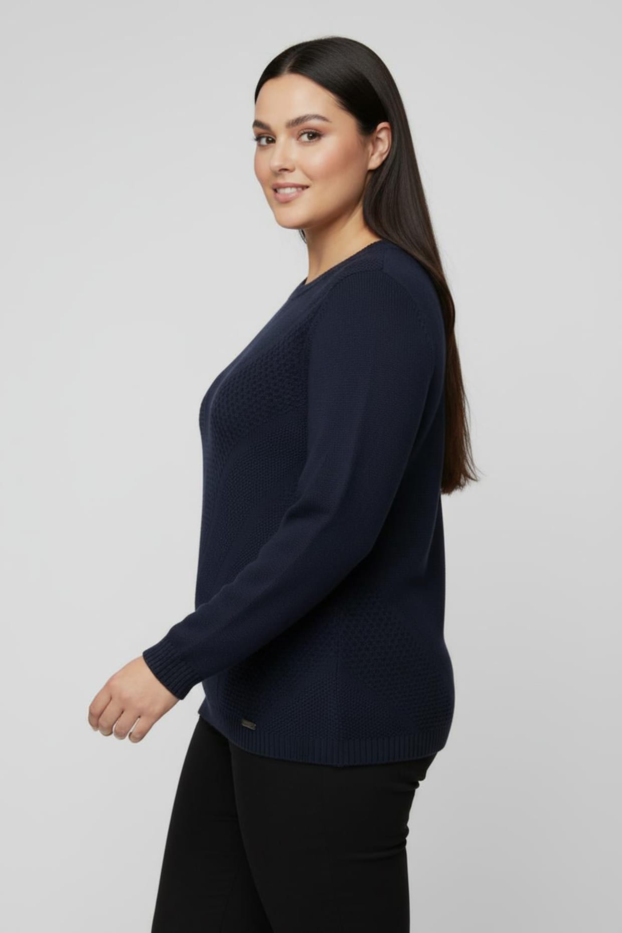 Langarm-Pullover mit Metallplättchen-Applikationen - marine