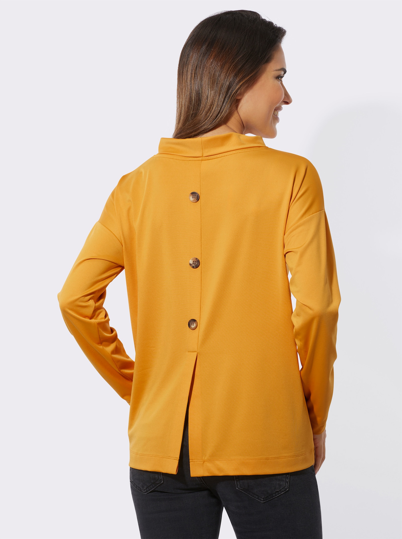 Langarmshirt mit Rückenschlitz - ocker