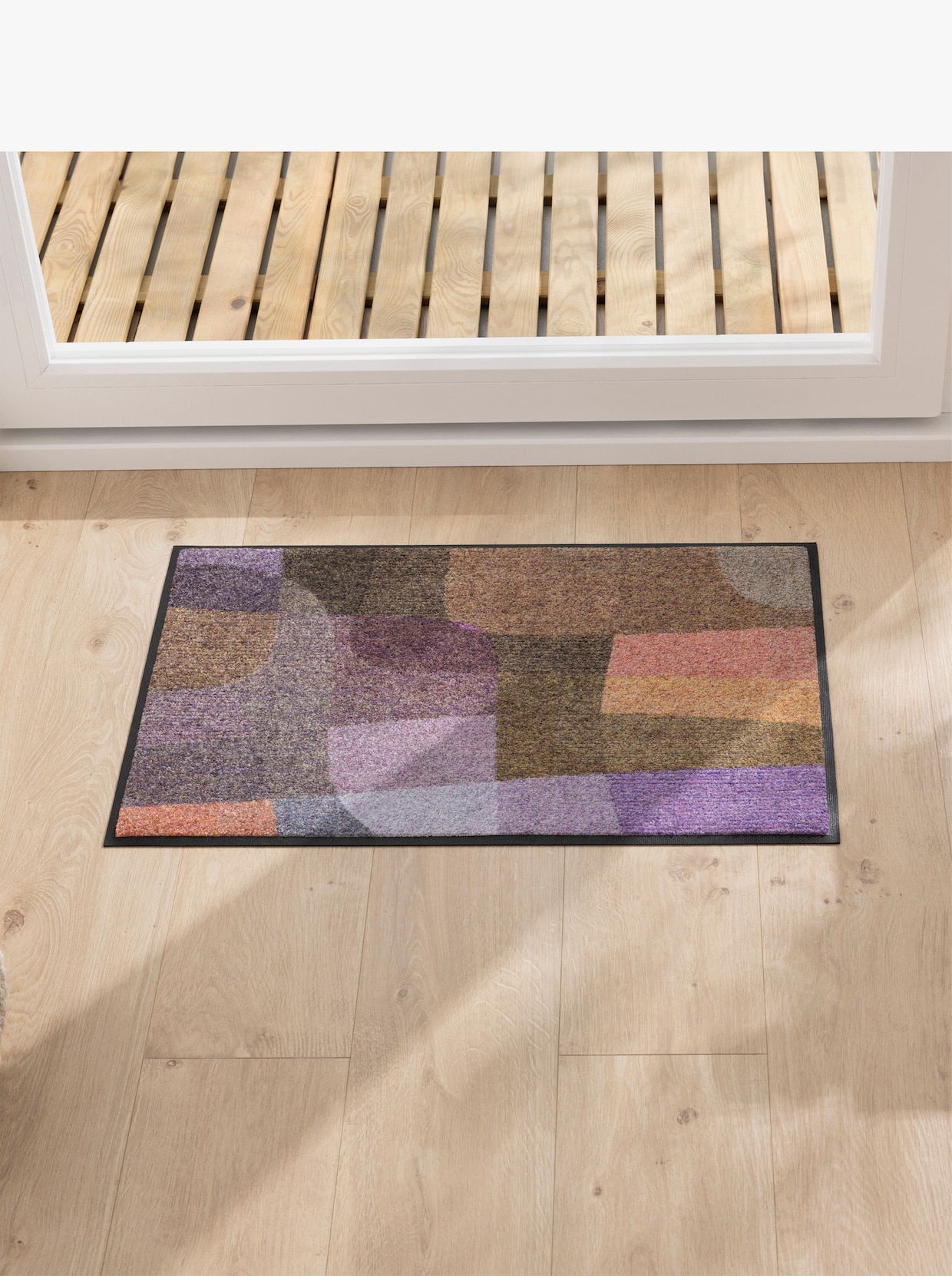 wash+dry by Kleen-Tex Voetmat - beige/paars/bedrukt