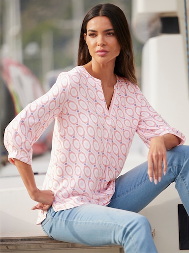 heine Blouse met print - ecru/lichtroze bedrukt