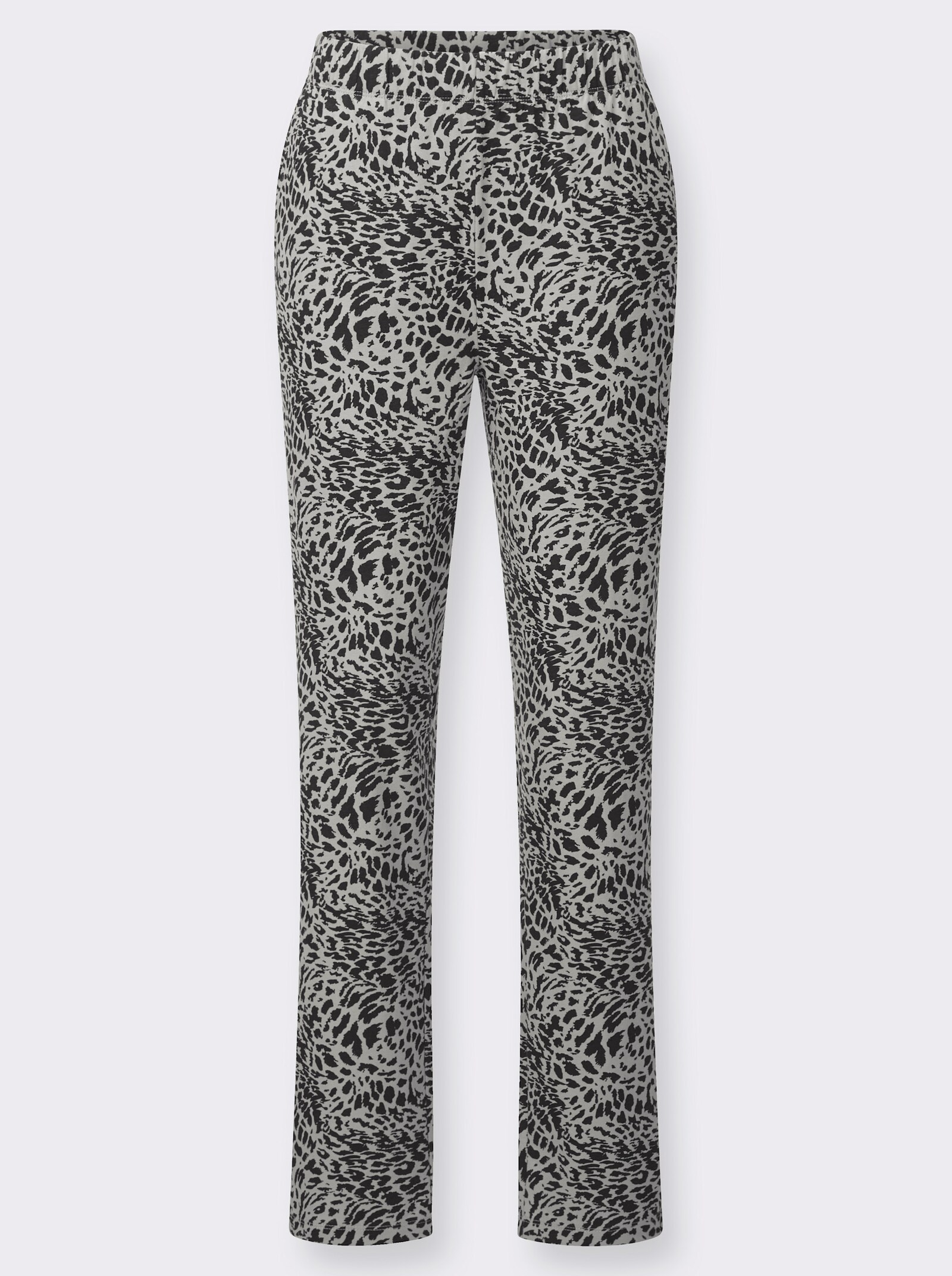 Freizeithose mit Animal-Print - schwarz-hellgrau-bedruckt