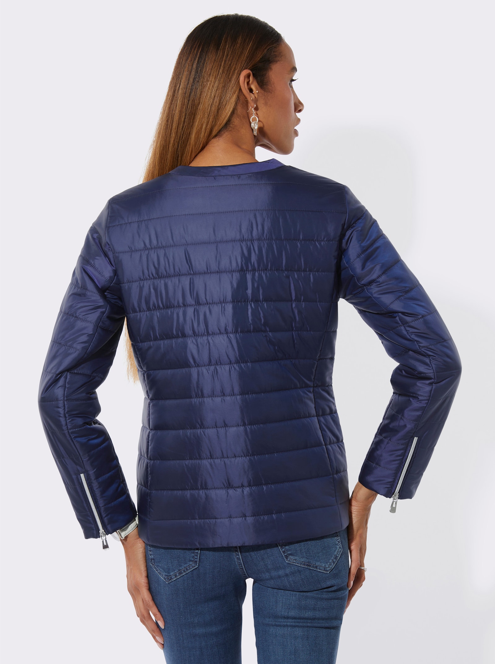 Steppjacke mit Reißverschluss am Ärmel - marine