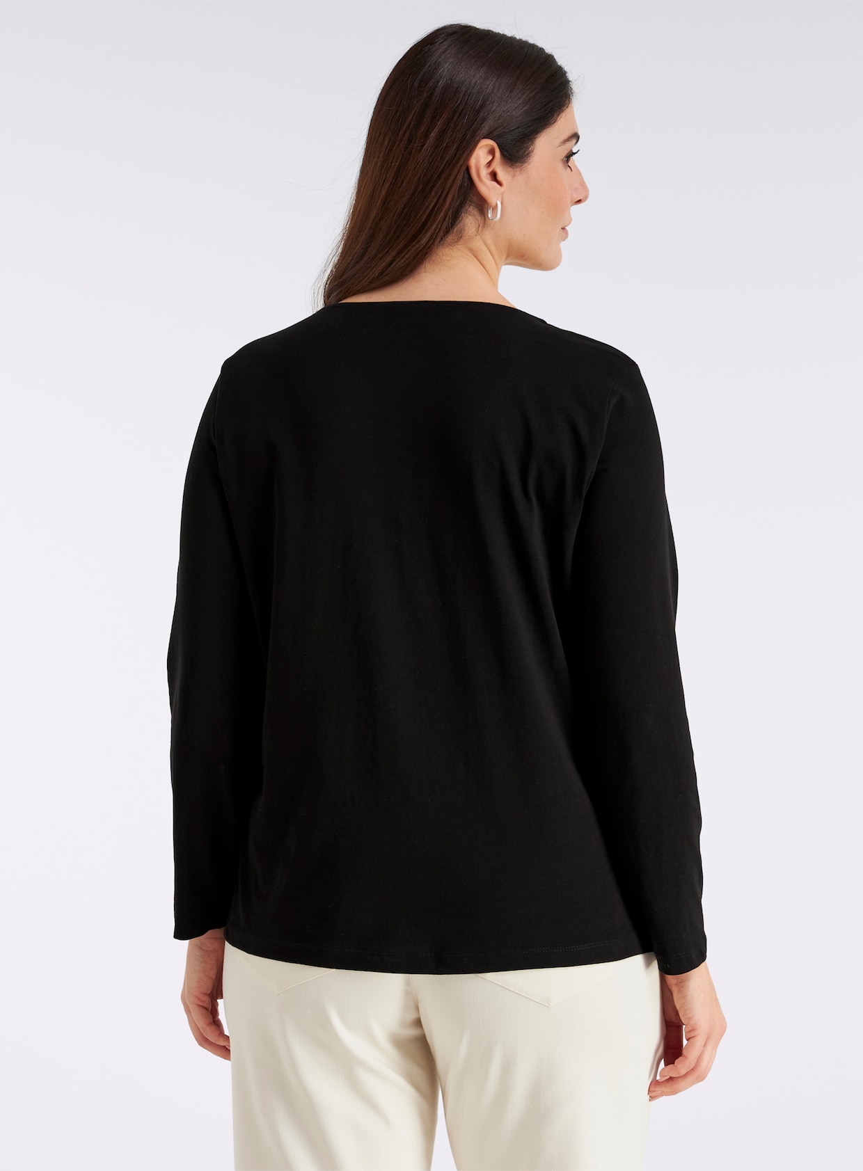 Langarmshirt mit Druck vorne - schwarz