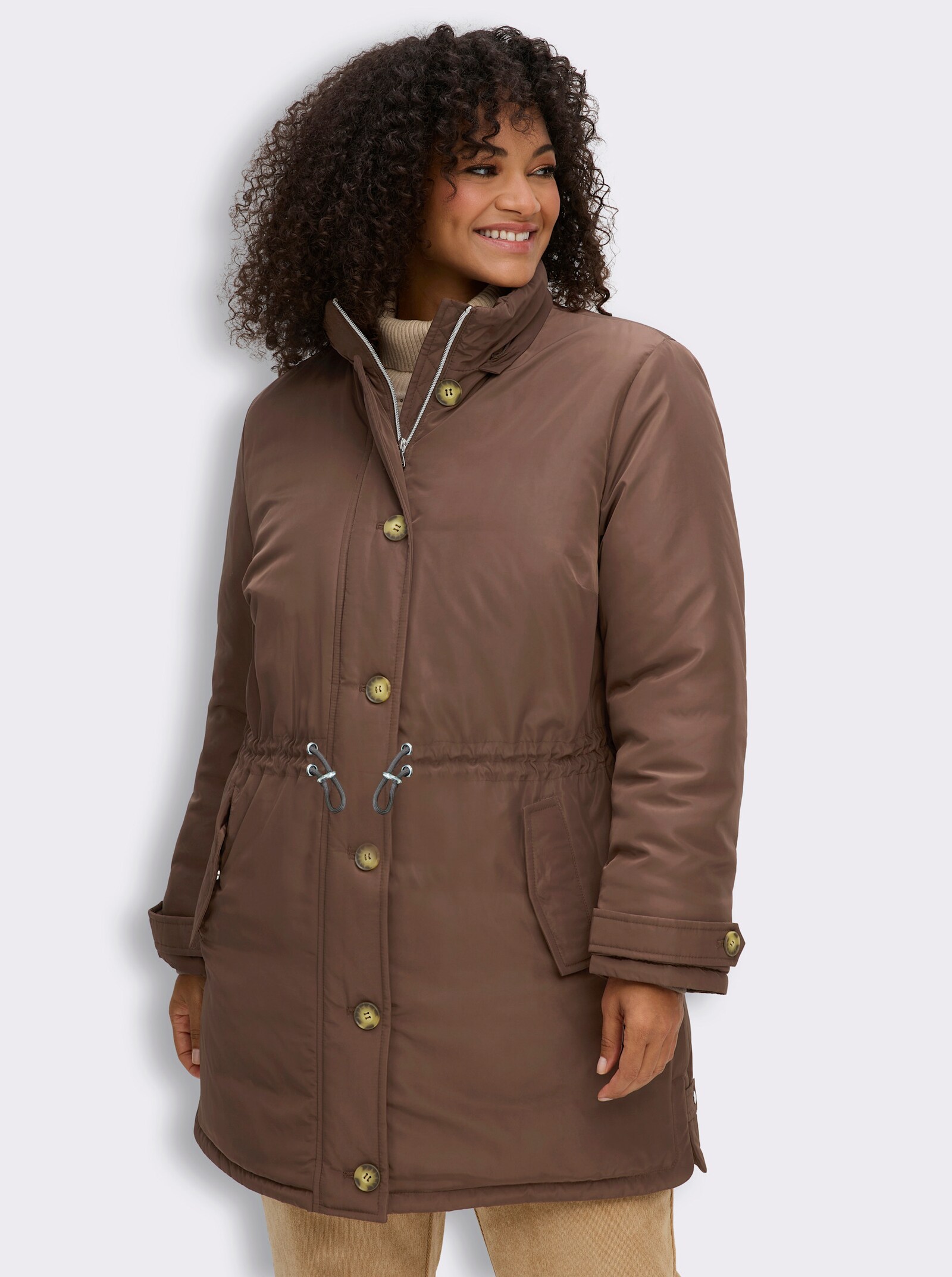 sheego Parka mit gefütterter Kapuze - schoko