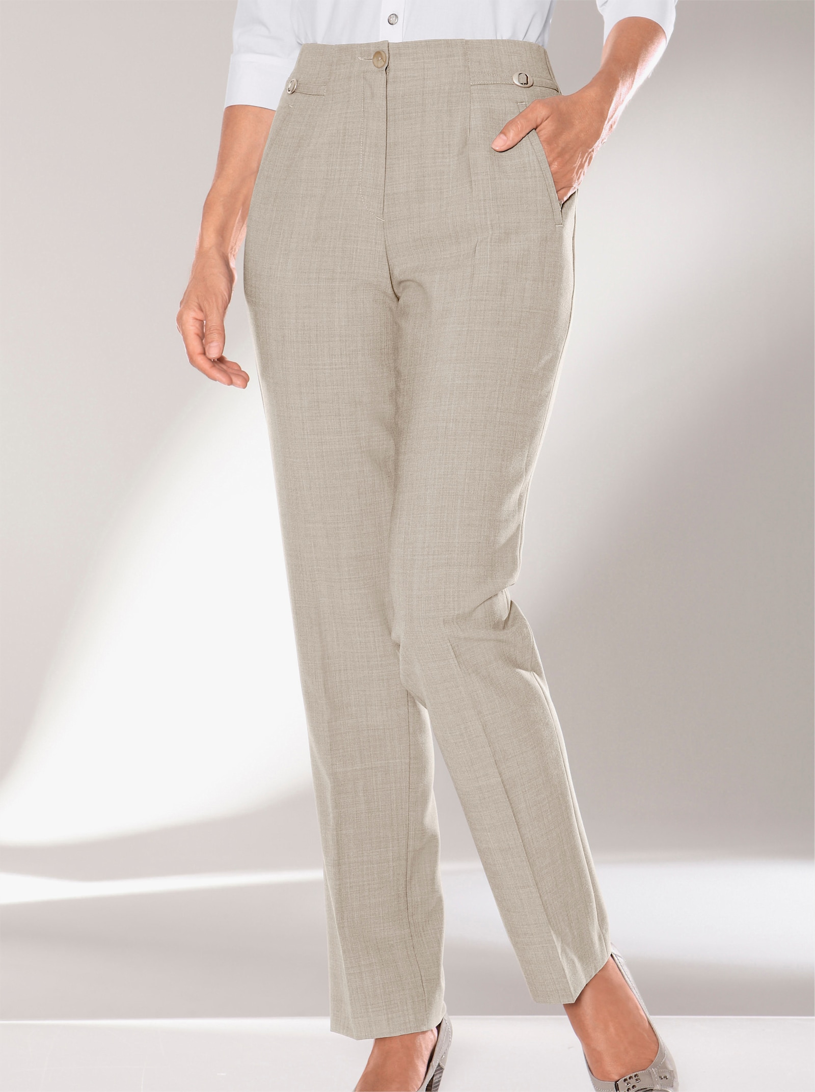 Come on Bügelfaltenhose mit Reissverschluss-Taschen - sand