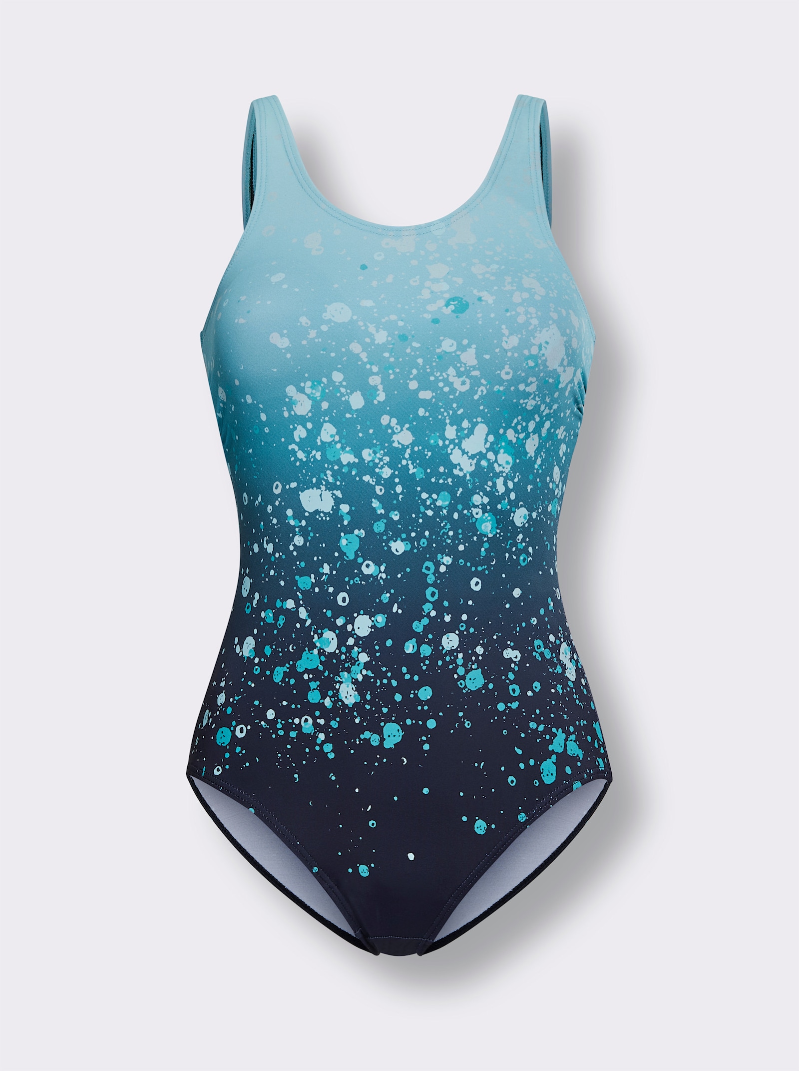 feel good Badpak met kleurverloop - marine/turquoise bedrukt