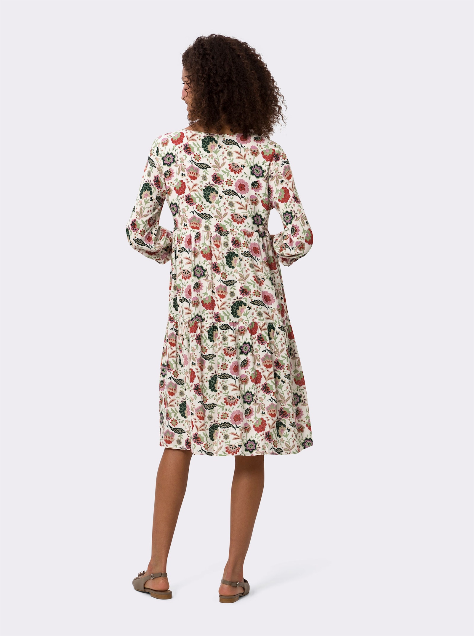 heine Druckkleid in Stufen-Optik - champagner-rosenquarz-bedruckt