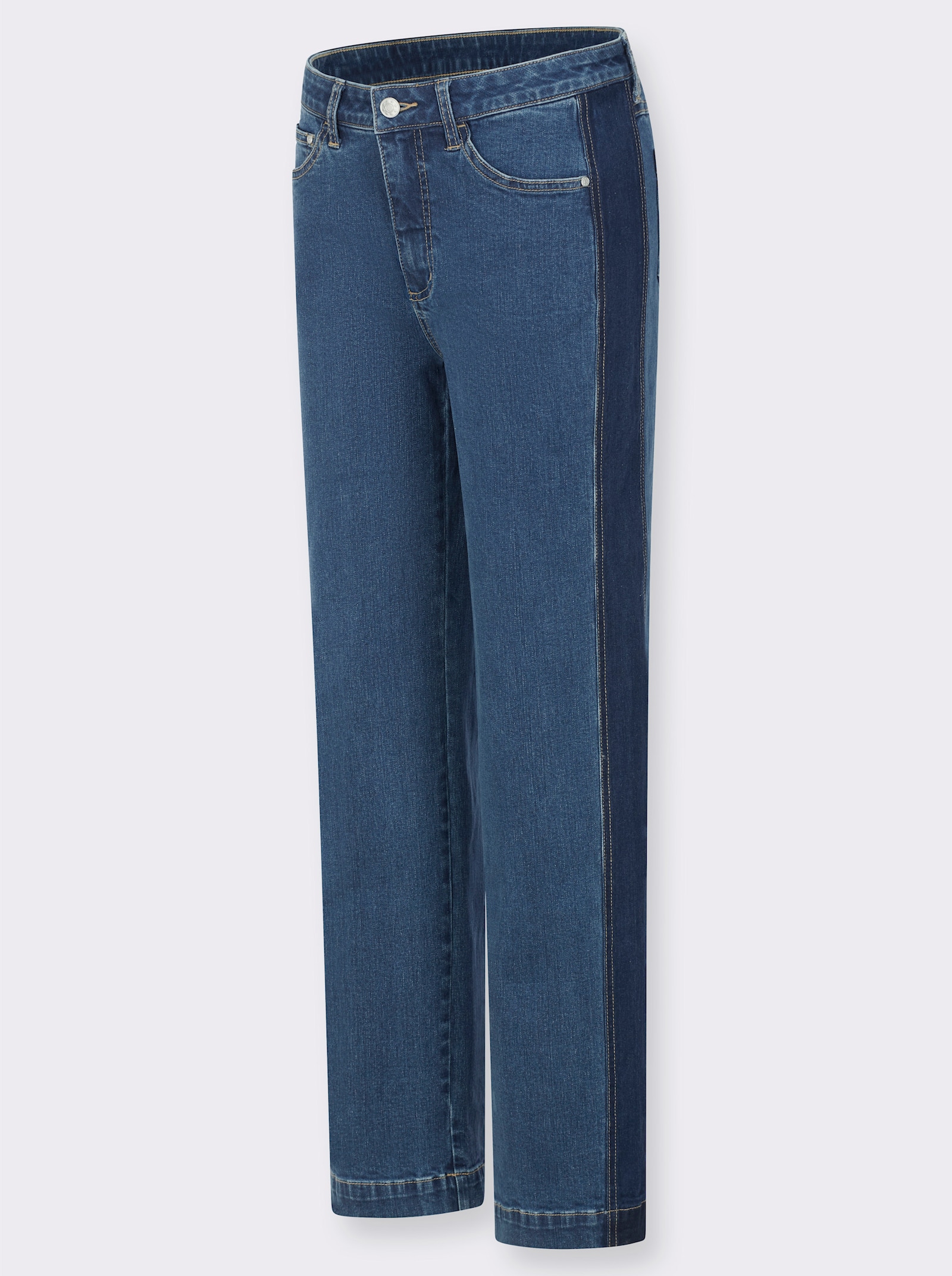 5-Pocket-Jeans mit seitlichen Kontrasten - blue-stone-washed