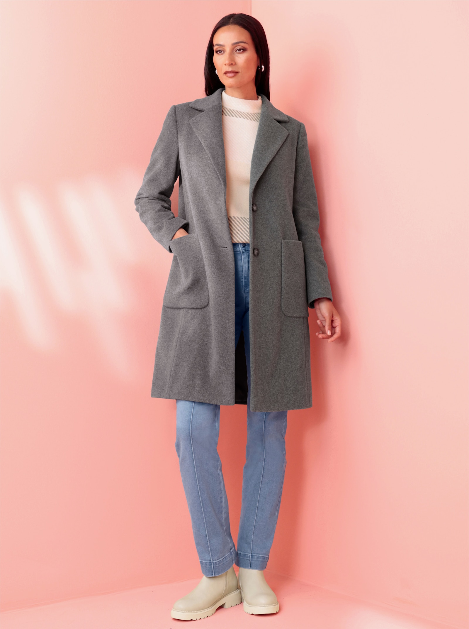 heine Kurzmantel mit großen Taschen - grau