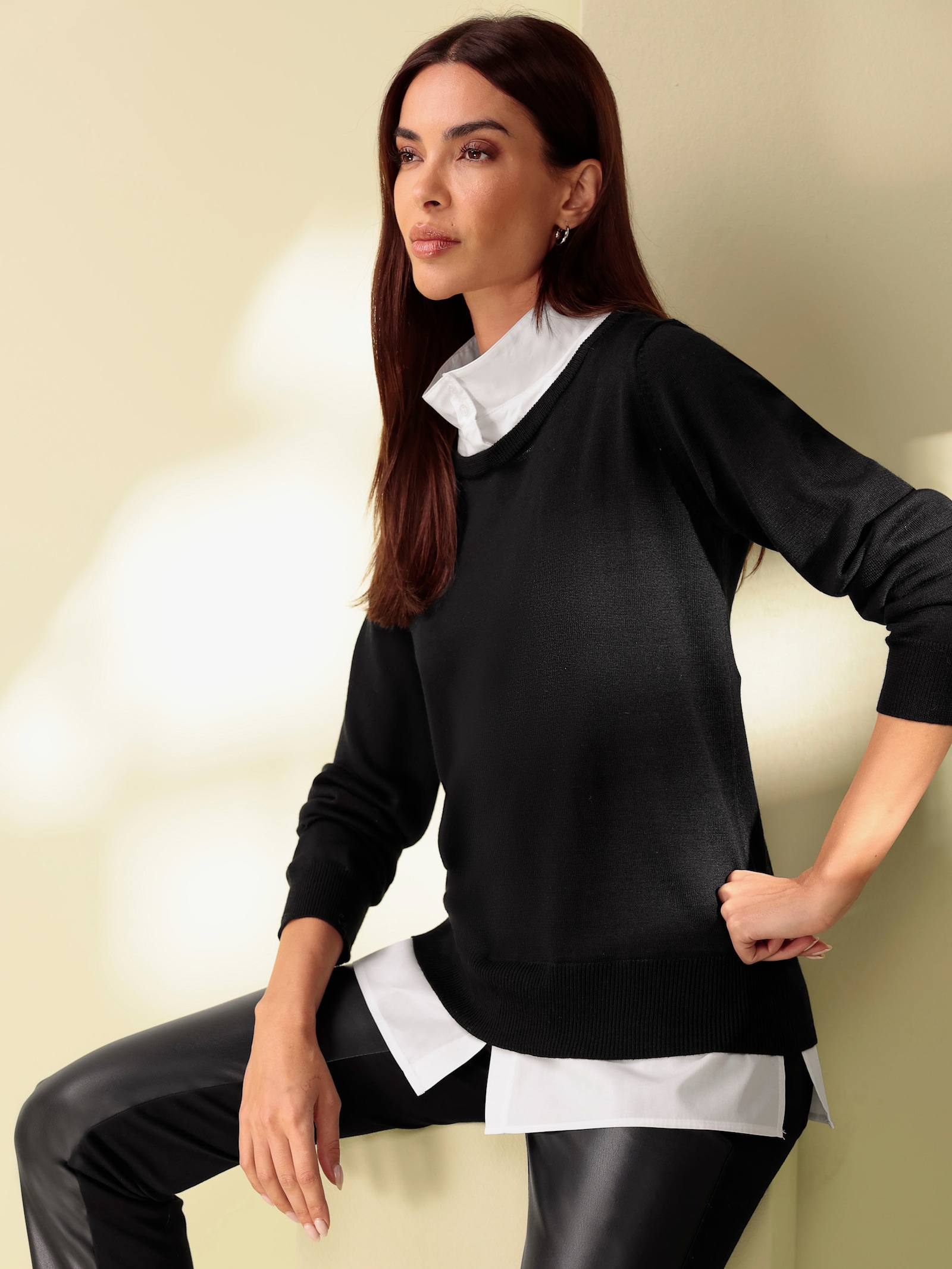 heine Pullover in 2-in-1-Optik - schwarz-weiss