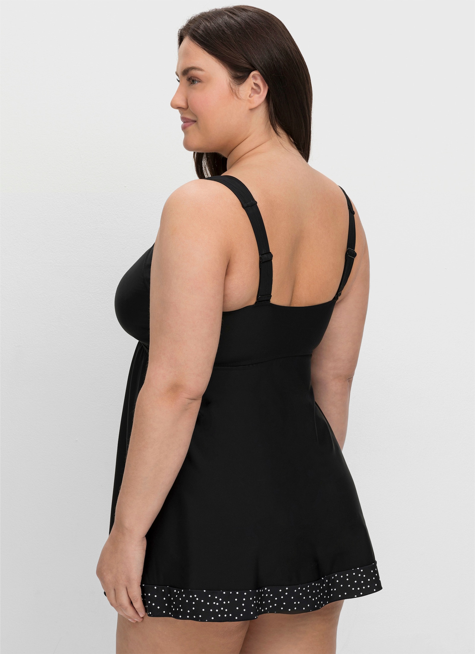 sheego Tankini-Oberteil mit Pünktchenprint - schwarz gepunktet