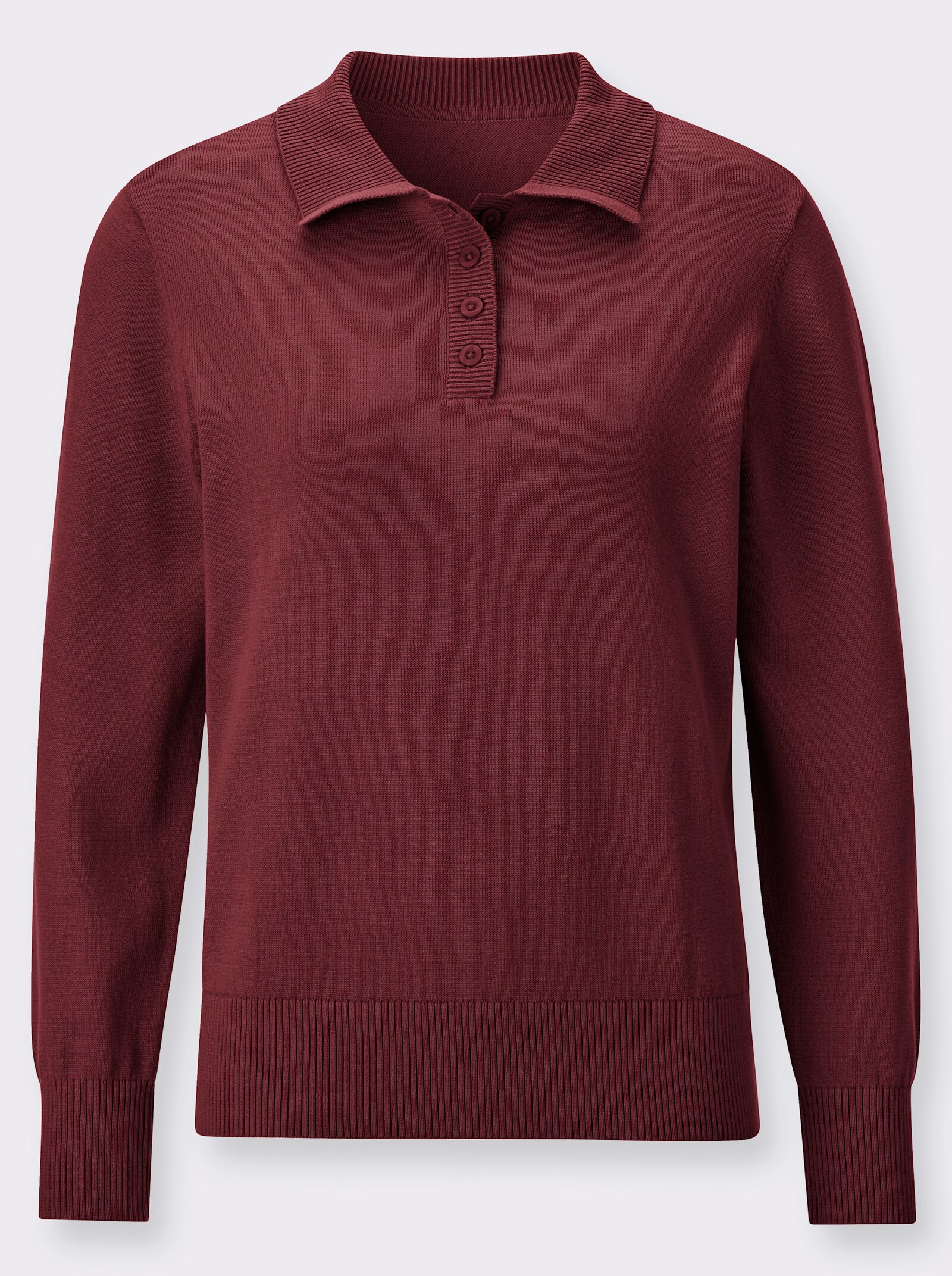 Polopullover mit kurzer Knopfleiste - bordeaux
