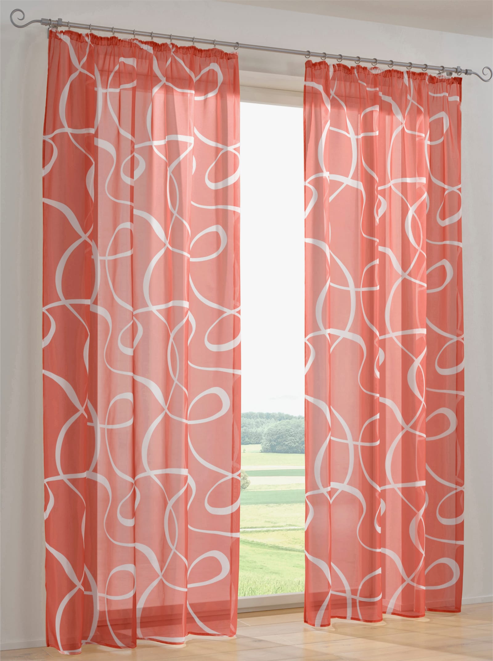 heine home Dekoratívna záclona - Červená – biela