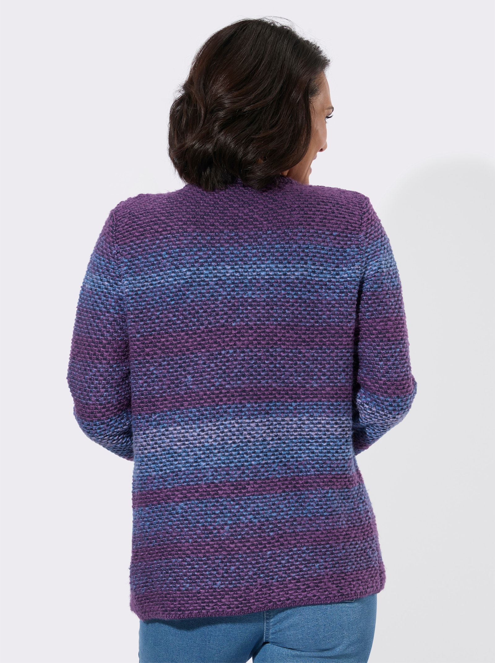 Strickjacke mit Farbverlauf - lila-dunkelblau-gemustert
