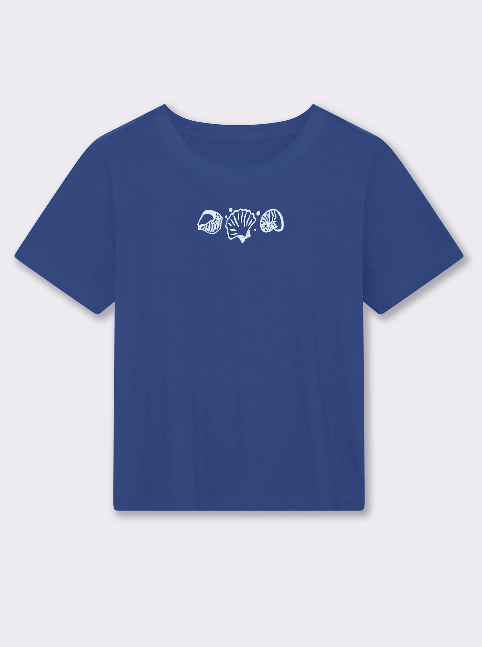 Kurzarmshirt mit Muschel-Druck - royalblau