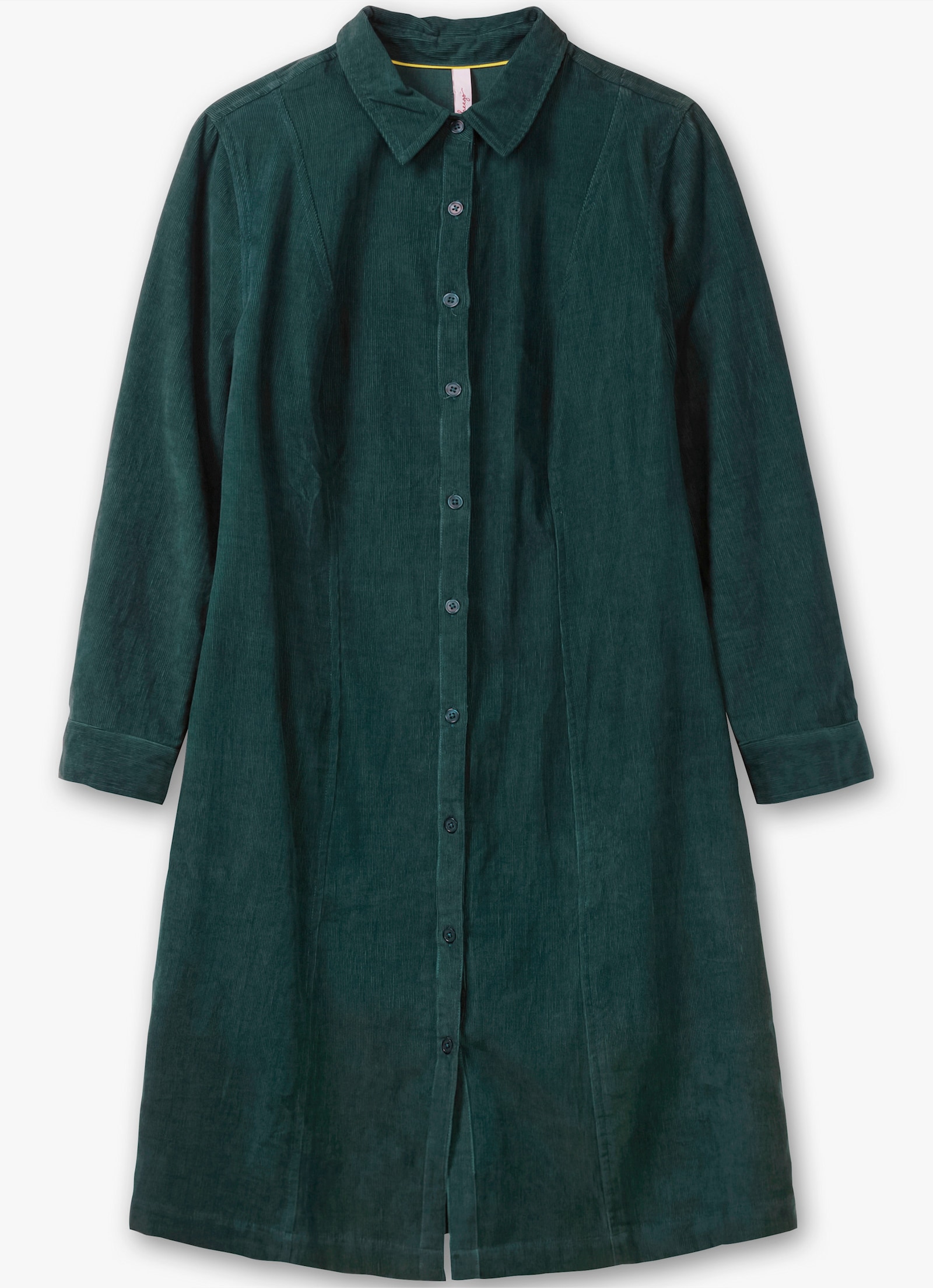 sheego Hemdblusenkleid aus weichem Cord - tiefgrün