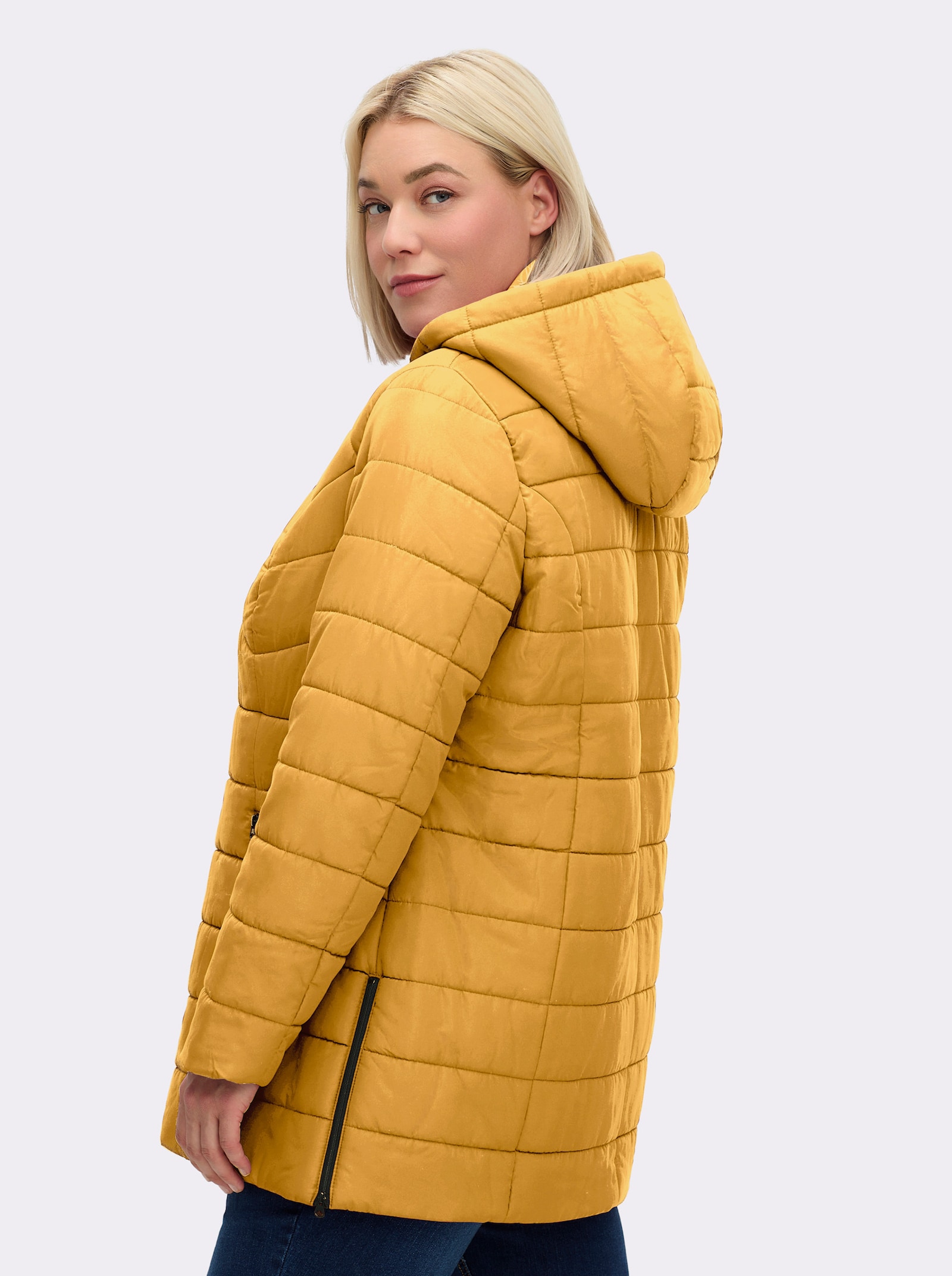 Steppjacke mit abnehmbarer Kapuze - ocker
