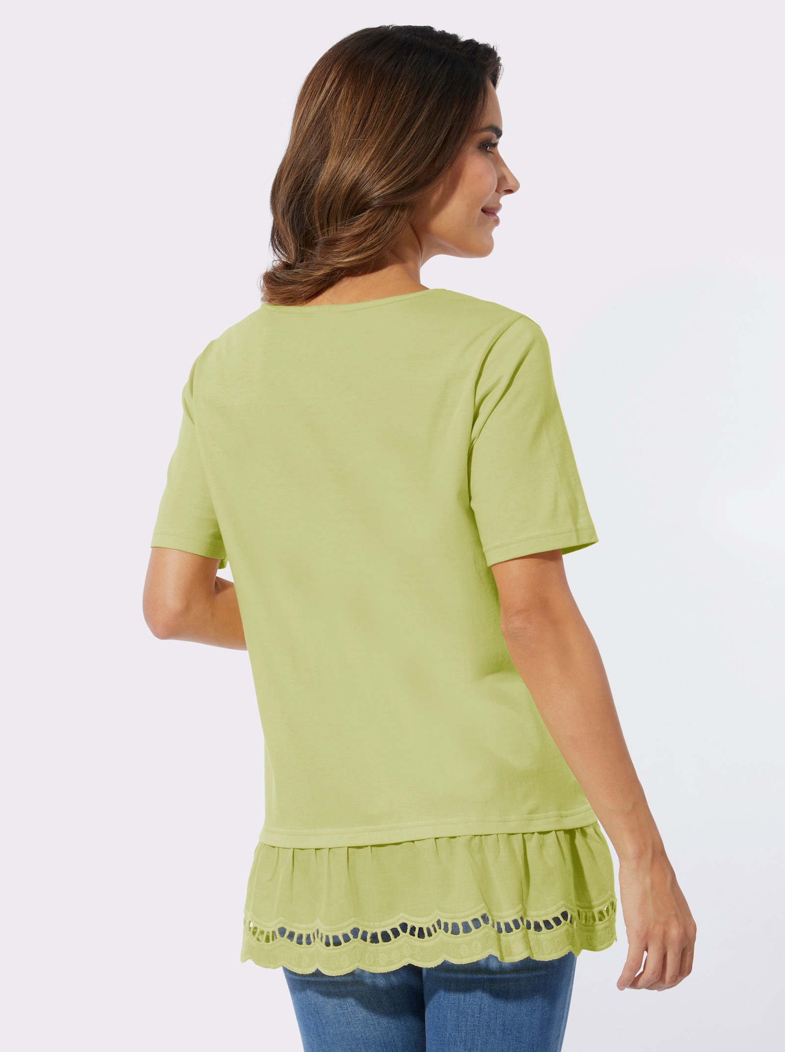 Longshirt mit Spitze - pistazie