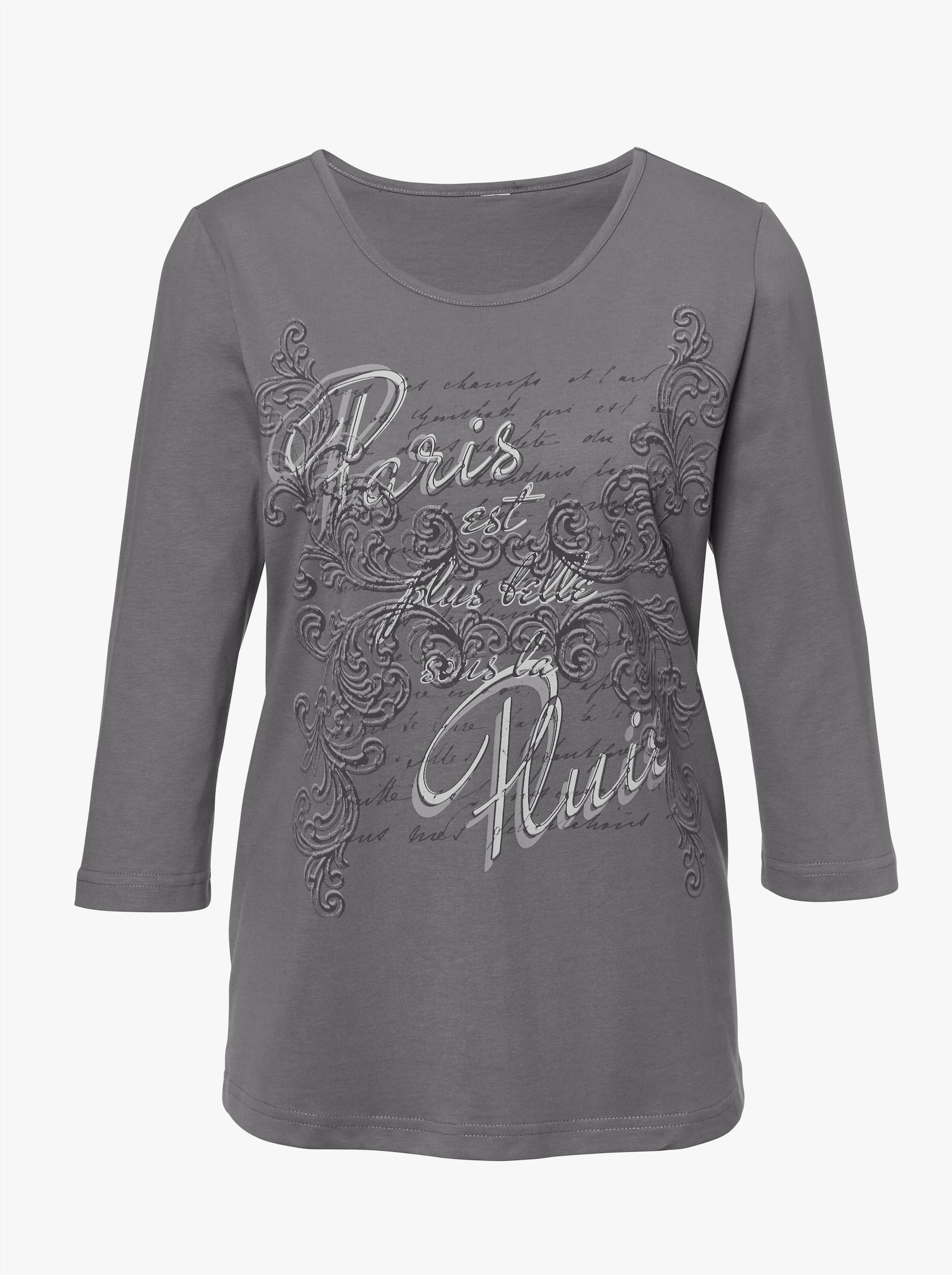 3/4-Arm-Shirt mit Rundhals-Ausschnitt - grau