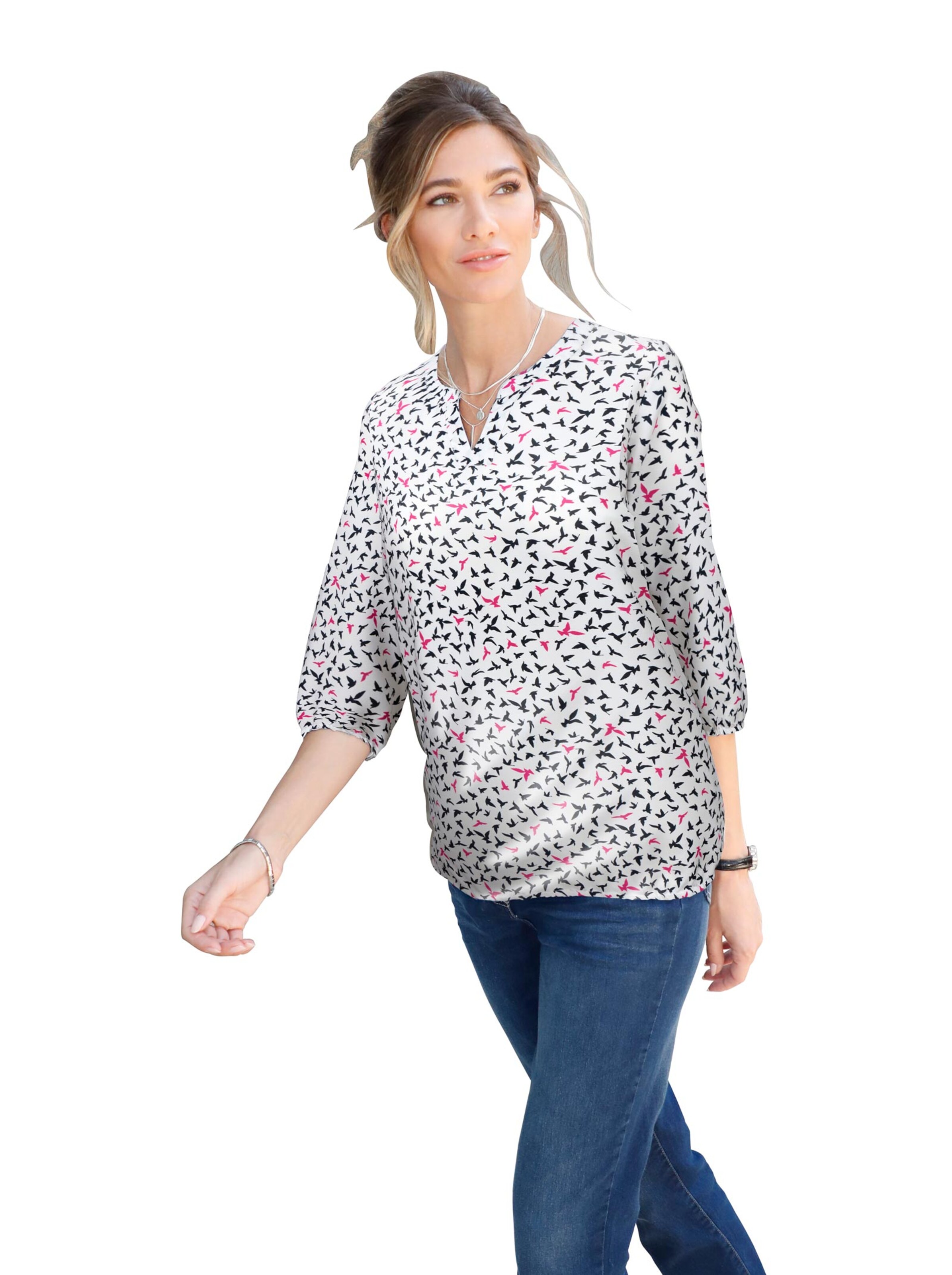 Bluse - weiß-gemustert