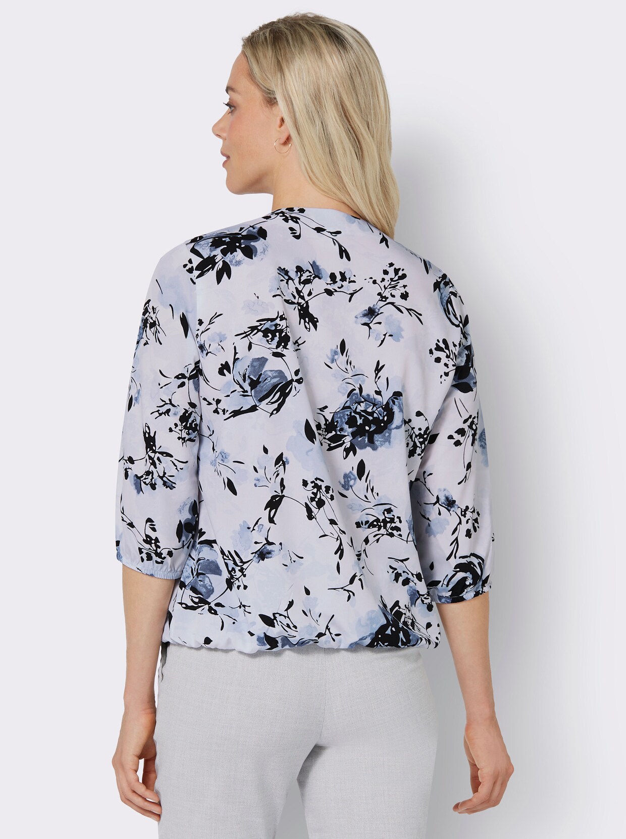Comfortabele blouse - bleu geprint