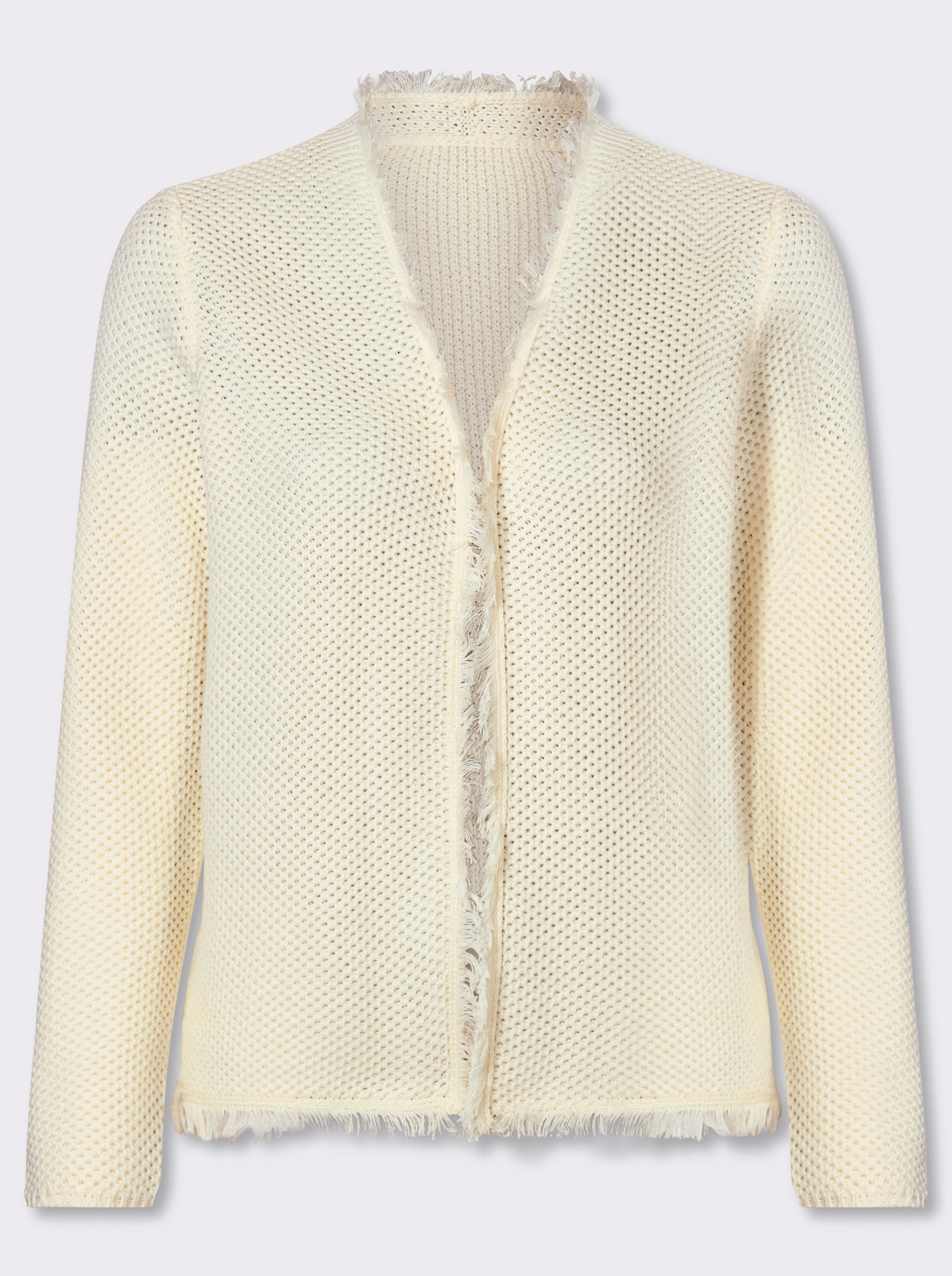 Strickjacke mit Fransen - champagner
