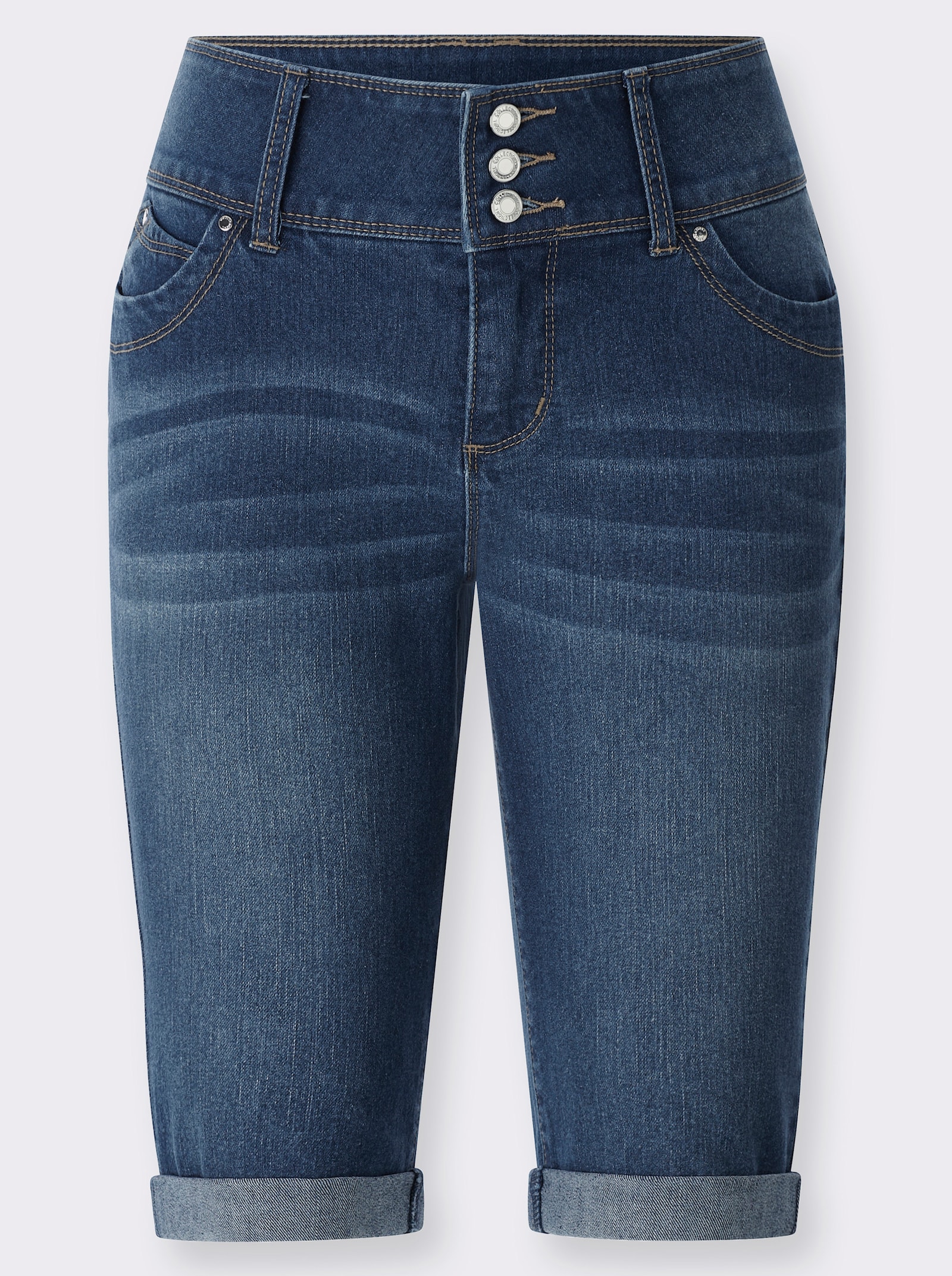 Bermudas mit gekrempeltem Saum - blue-stone-washed