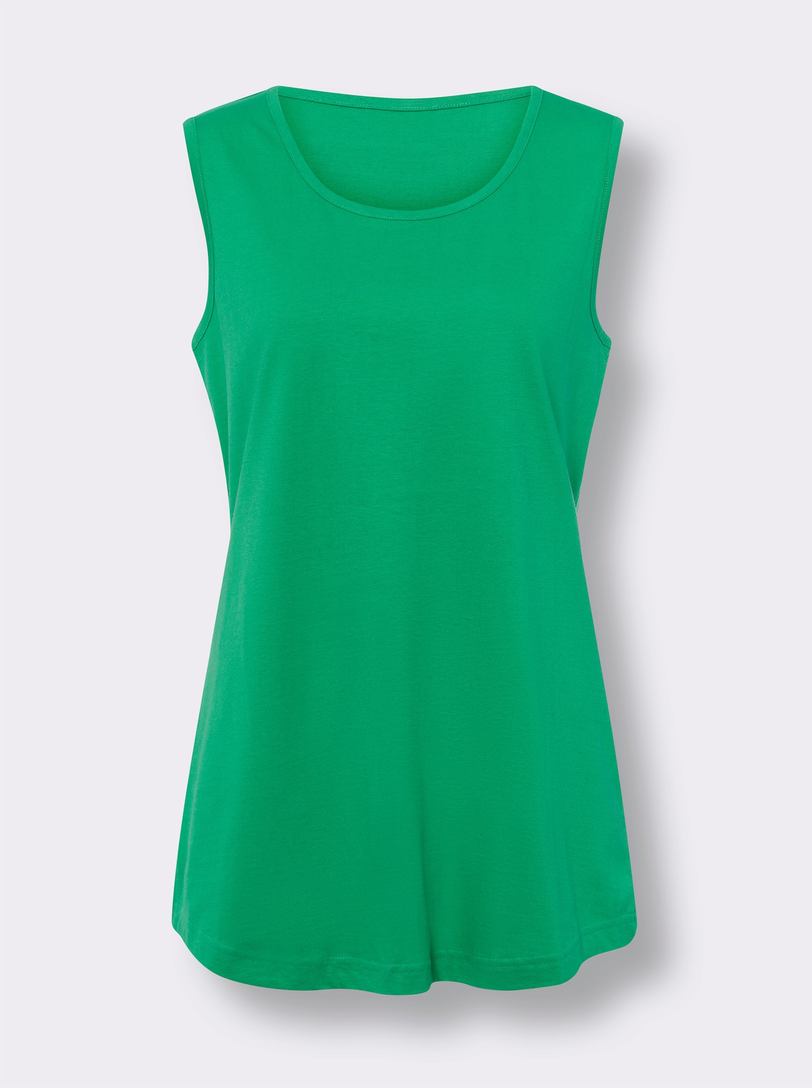 Longtop mit abgerundetem Saum - grasgrün + marine