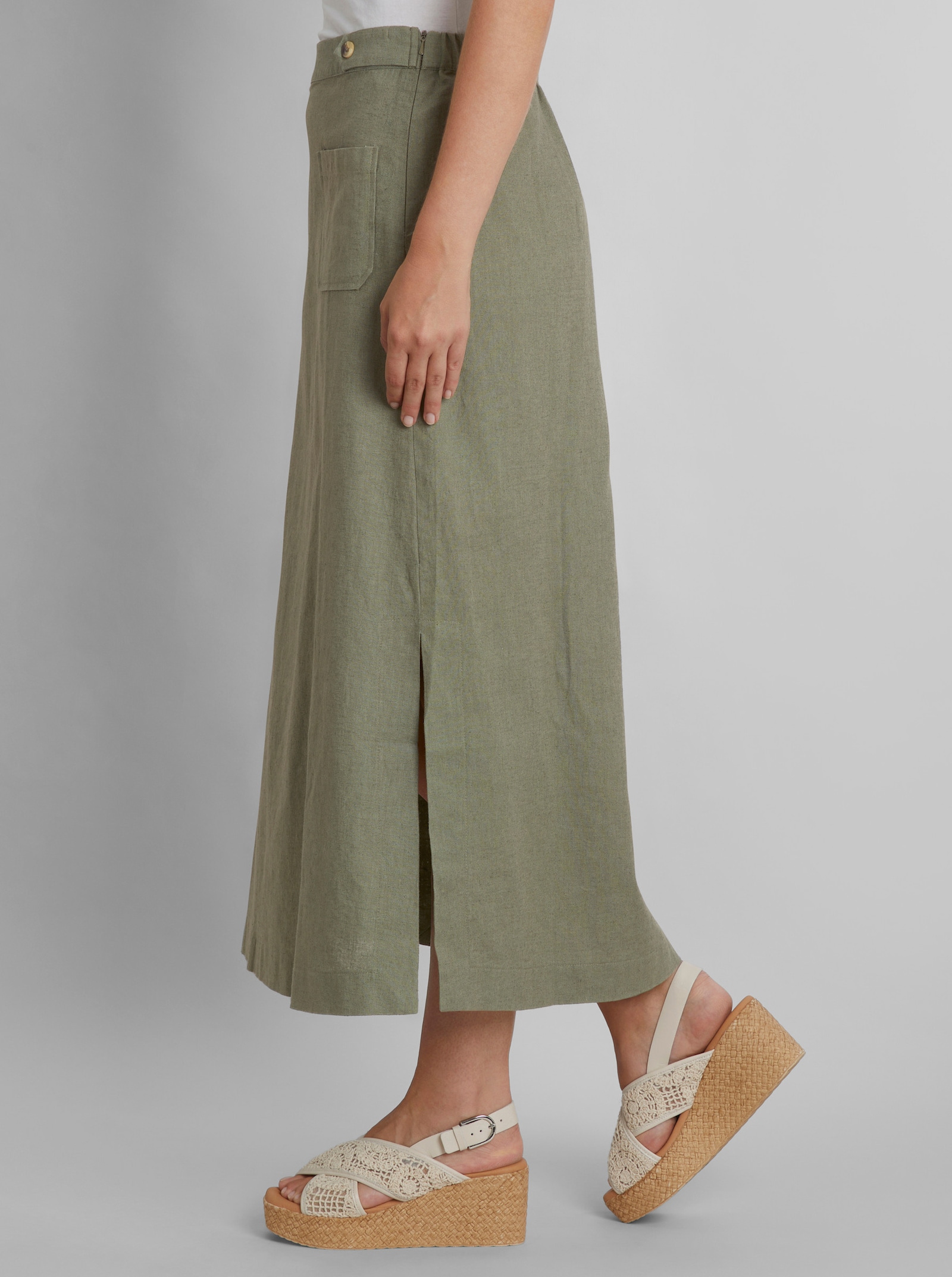 heine Webrock mit Leinen - khaki