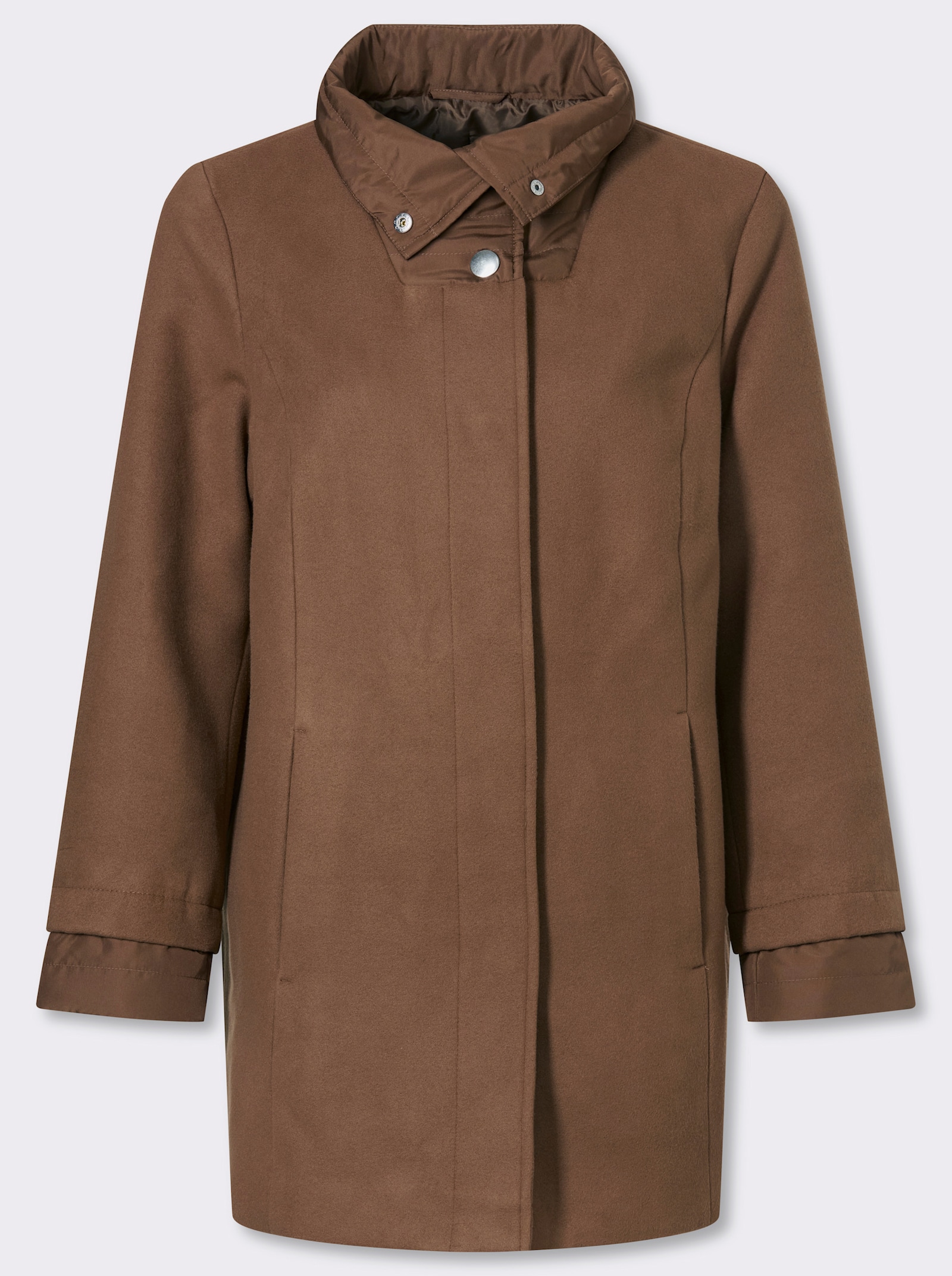 Longjacke mit Stepp-Einsätzen - braun