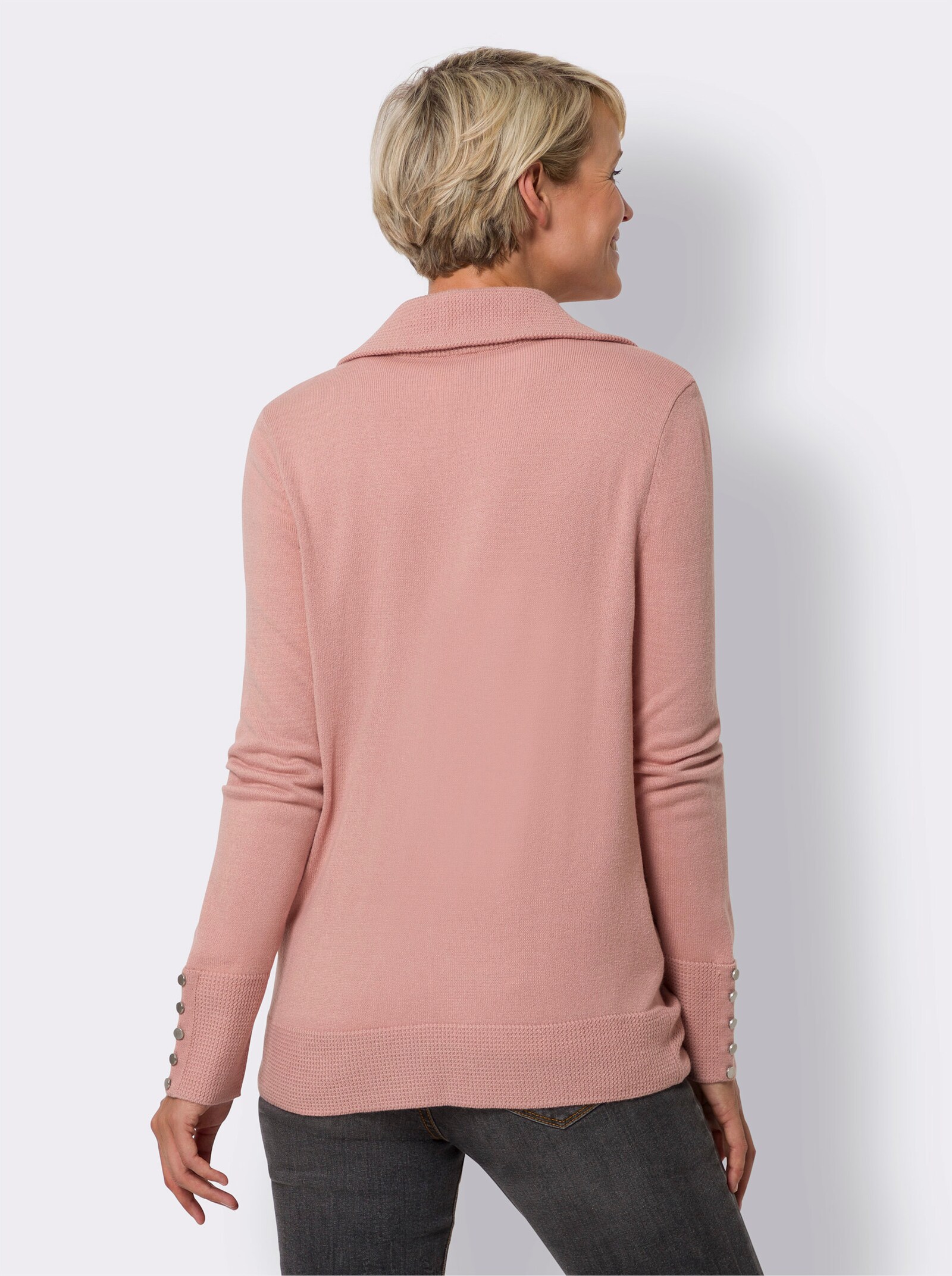 Strickjacke mit durchgehendem Reißverschluss - rosenquarz