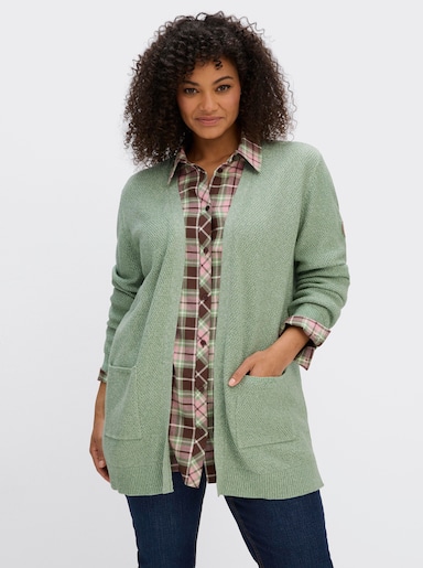 sheego Strickjacke in softer Strukturqualität - eucalyptus-meliert