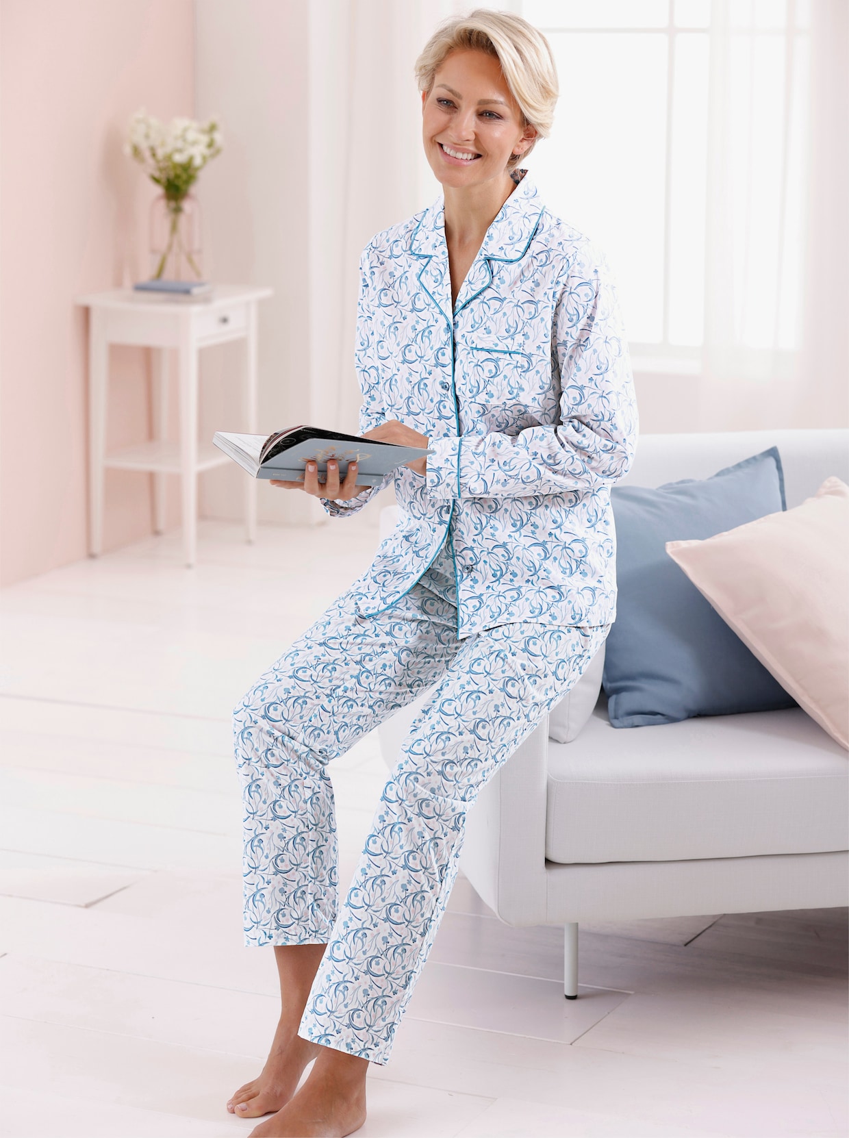 wäschepur Pyjama - lichtblauw geprint