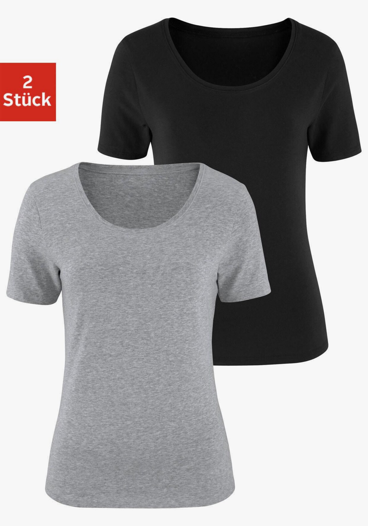 Vivance Shirt met korte mouwen - grijs gemêleerd, zwart