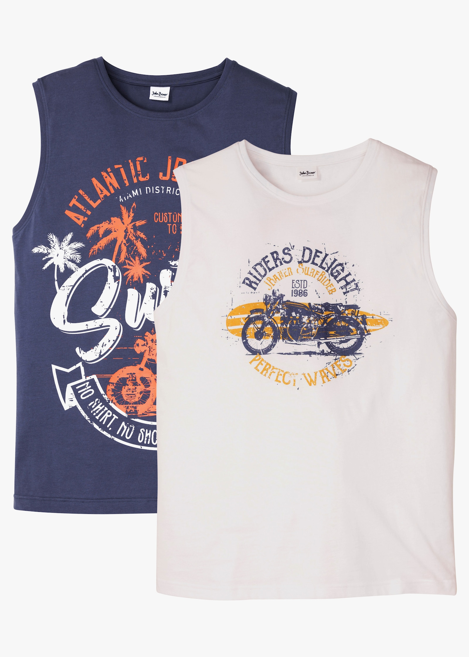 Catamaran Print-Shirt mit Rundhals-Ausschnitt - rauchblau-bedruckt + weiß-bedruckt