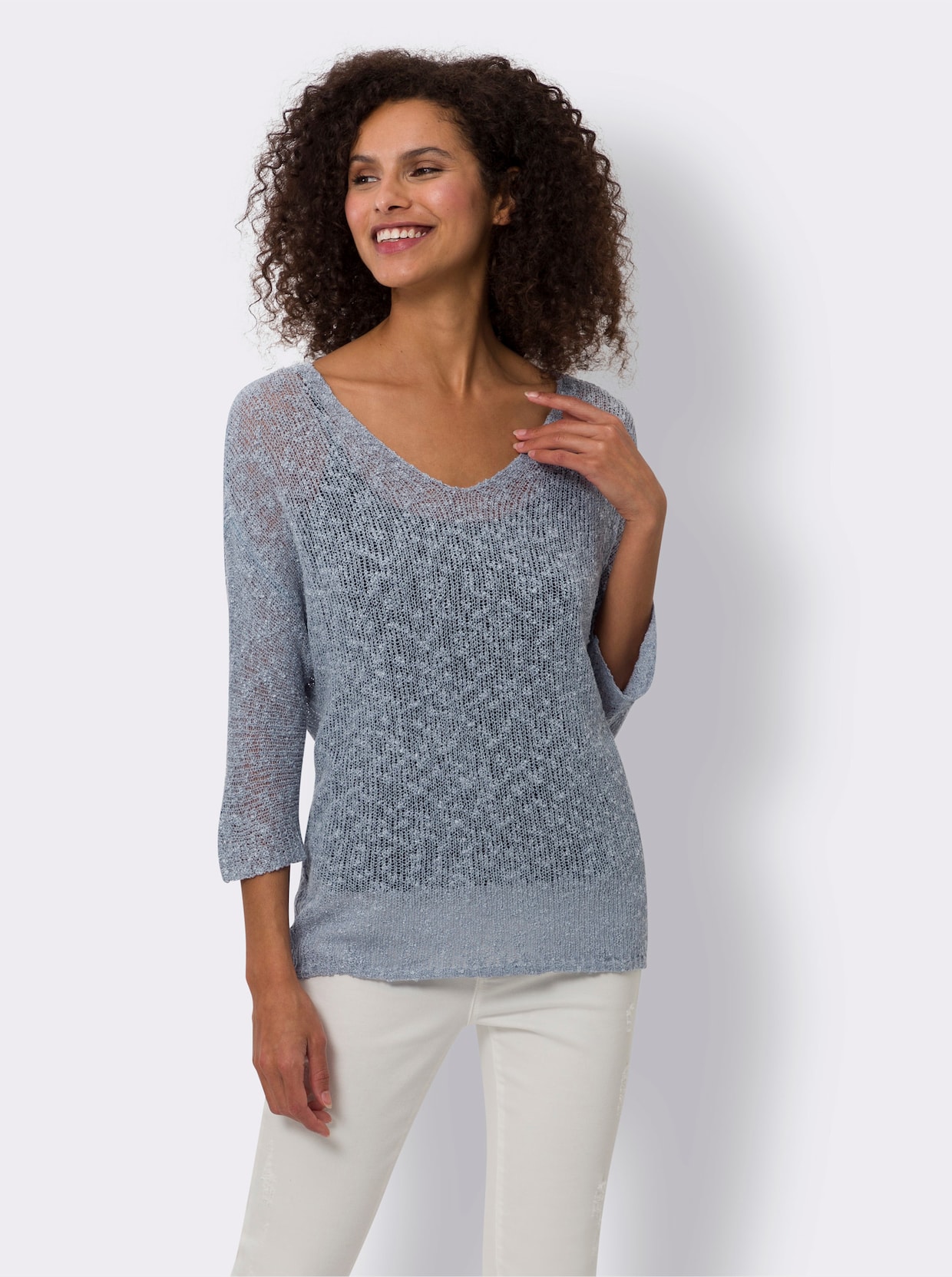 heine Pullover met V-hals - bleu