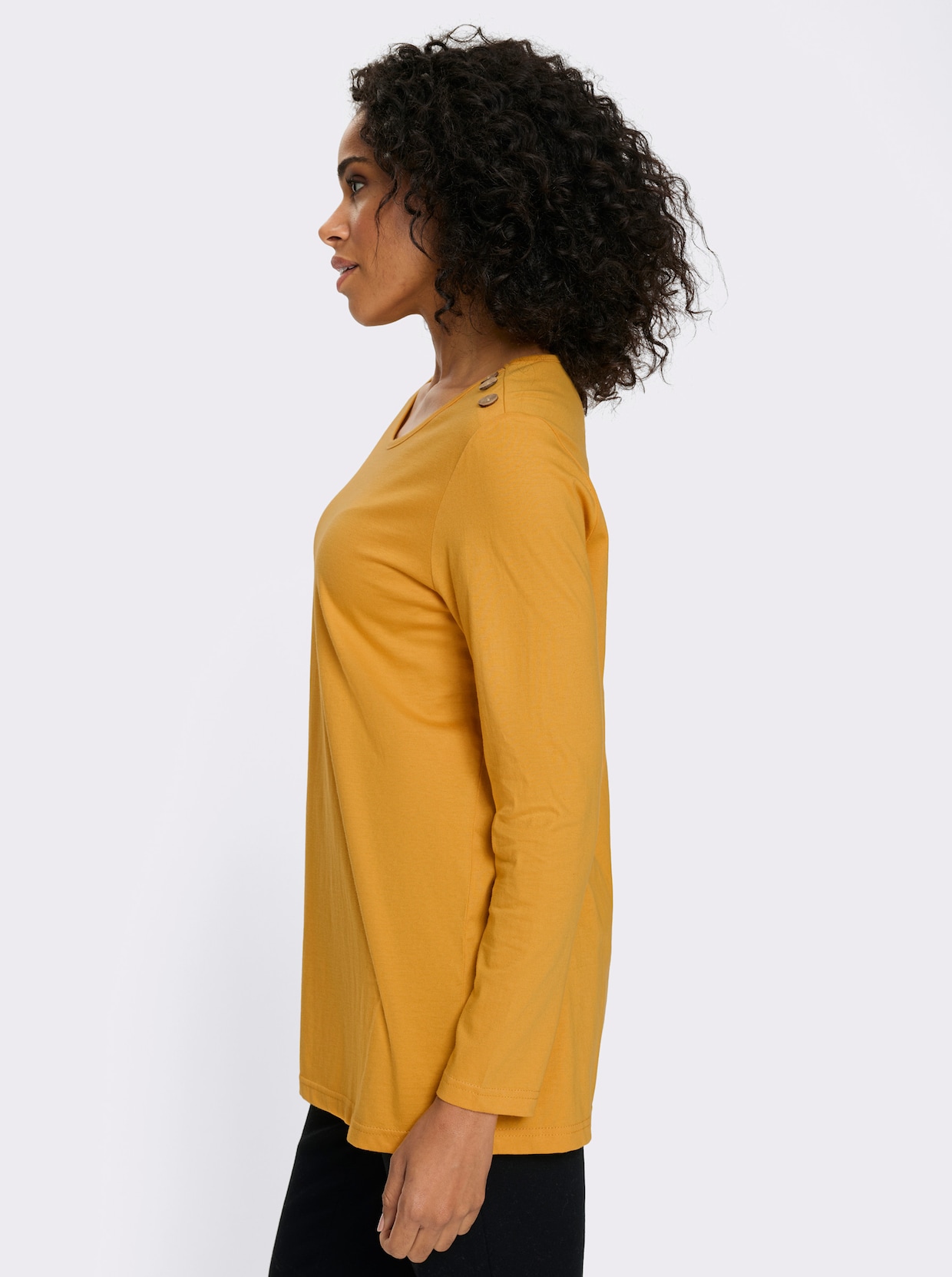 Lang shirt met sierknopen - oker