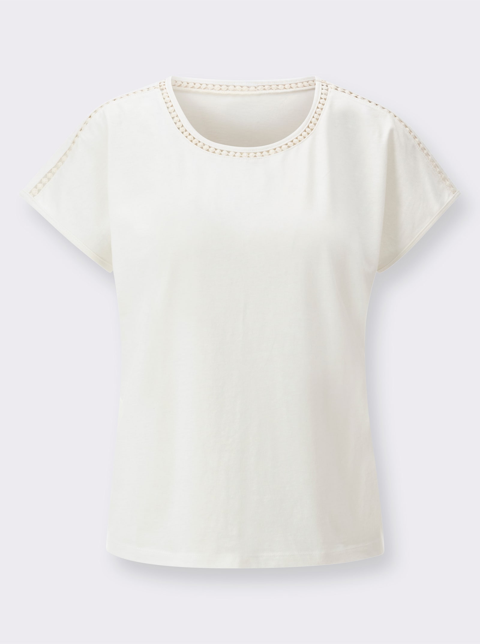 Tričko, kr. ruk, háčk. čipka - svetlobéžová