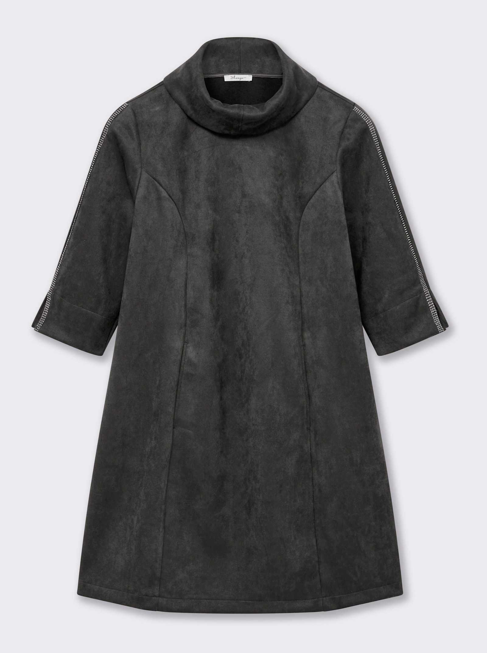 sheego A-Linien-Kleid in Veloursleder-Optik - graphit